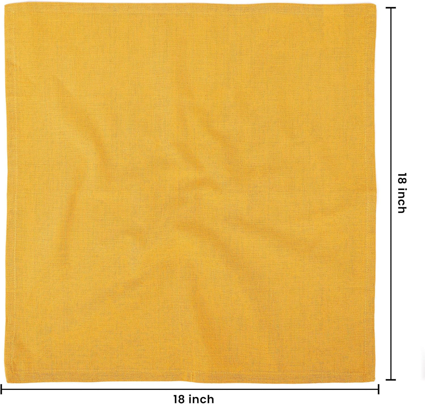 NATURALCRAFT Cloth Napkins Set of 12 Cotton Linen18x18 inch Gold Yellow | Washable Reusable Fabric Soft Durable Quality
