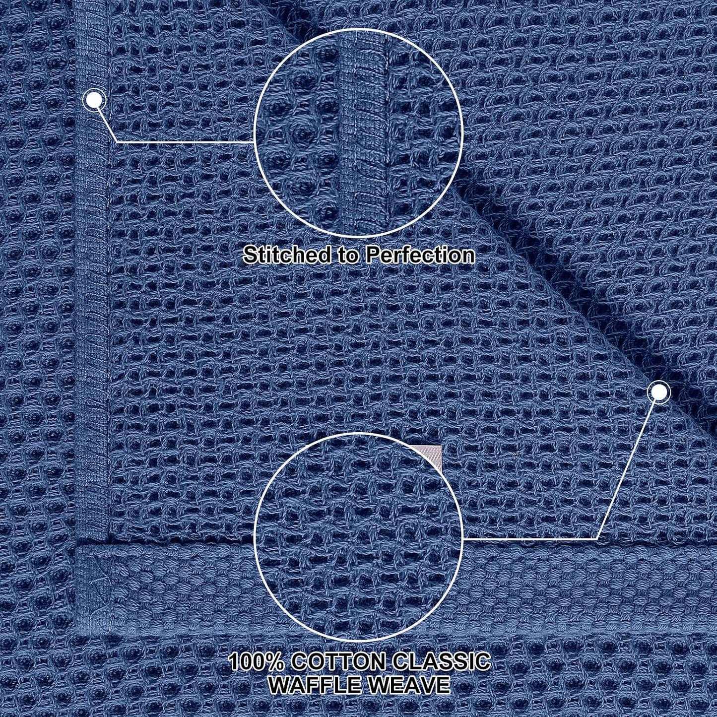 Homaxy 10 Pack 100% Cotton Kitchen Towels and Dishcloths Set, Navy Blue | 12 x 12 Inches and 13 x 28 Inches Kitchen