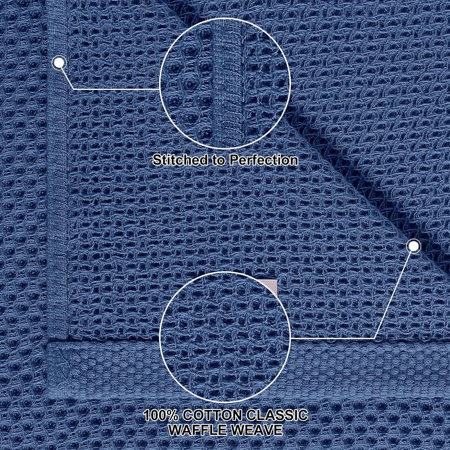 Homaxy 12 Pack 100% Cotton Kitchen Towels and Dishcloths Set, Navy Blue | 12 x 12 Inches and 13 x 28 Inches Kitchen
