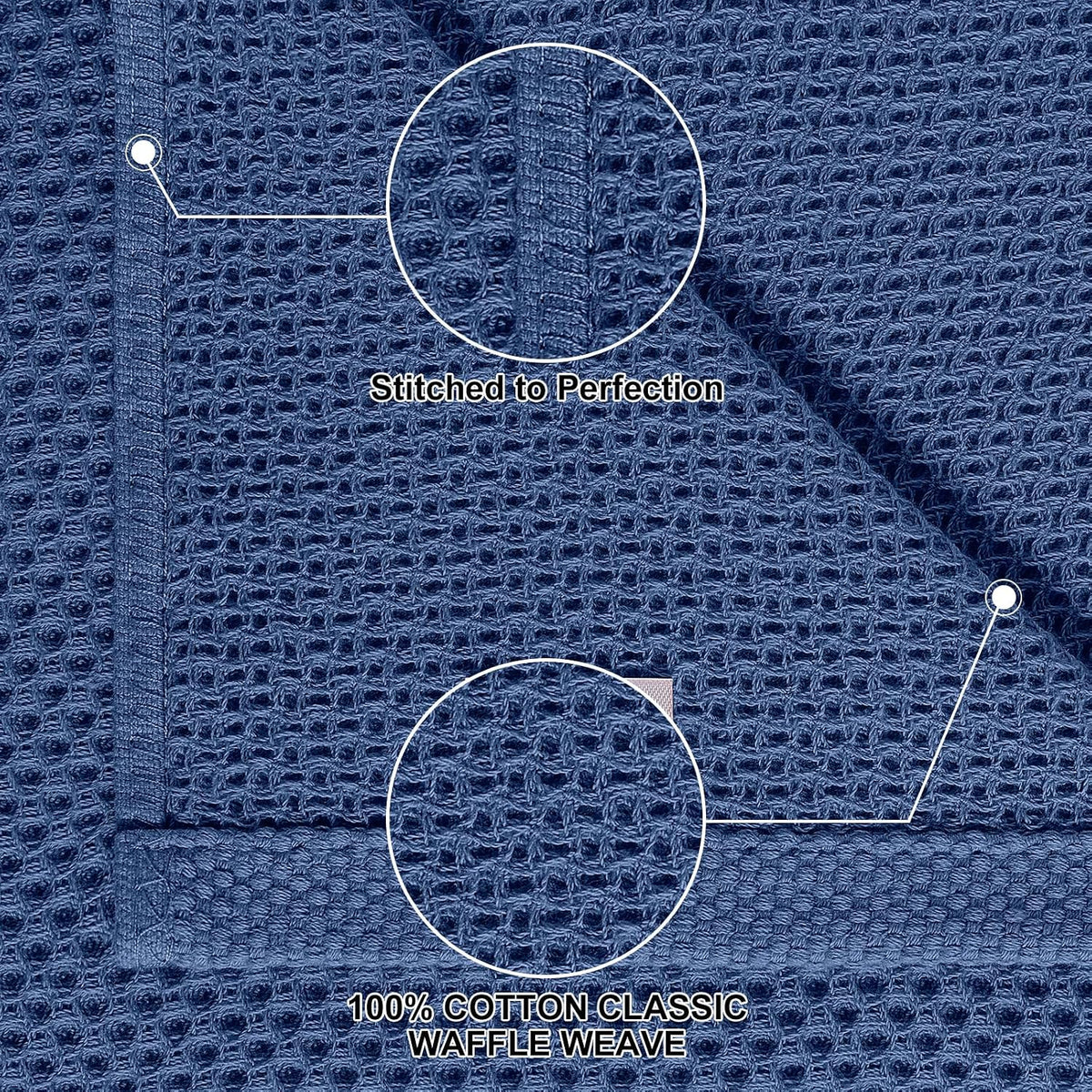 Homaxy 16 Pack 100% Cotton Kitchen Towels and Dishcloths Set, Navy Blue | 12 x 12 Inches and 13 x 28 Inches Kitchen