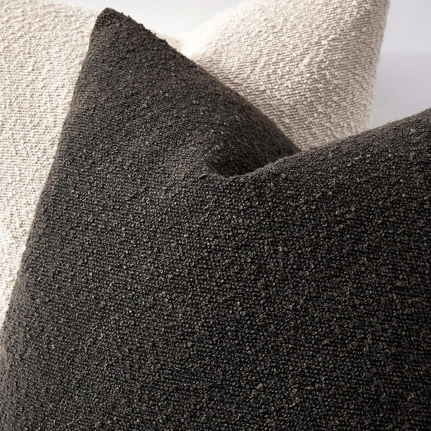 Boucle Throw Pillow Covers / Dark Coffee / 22 x 22 / Set of 2