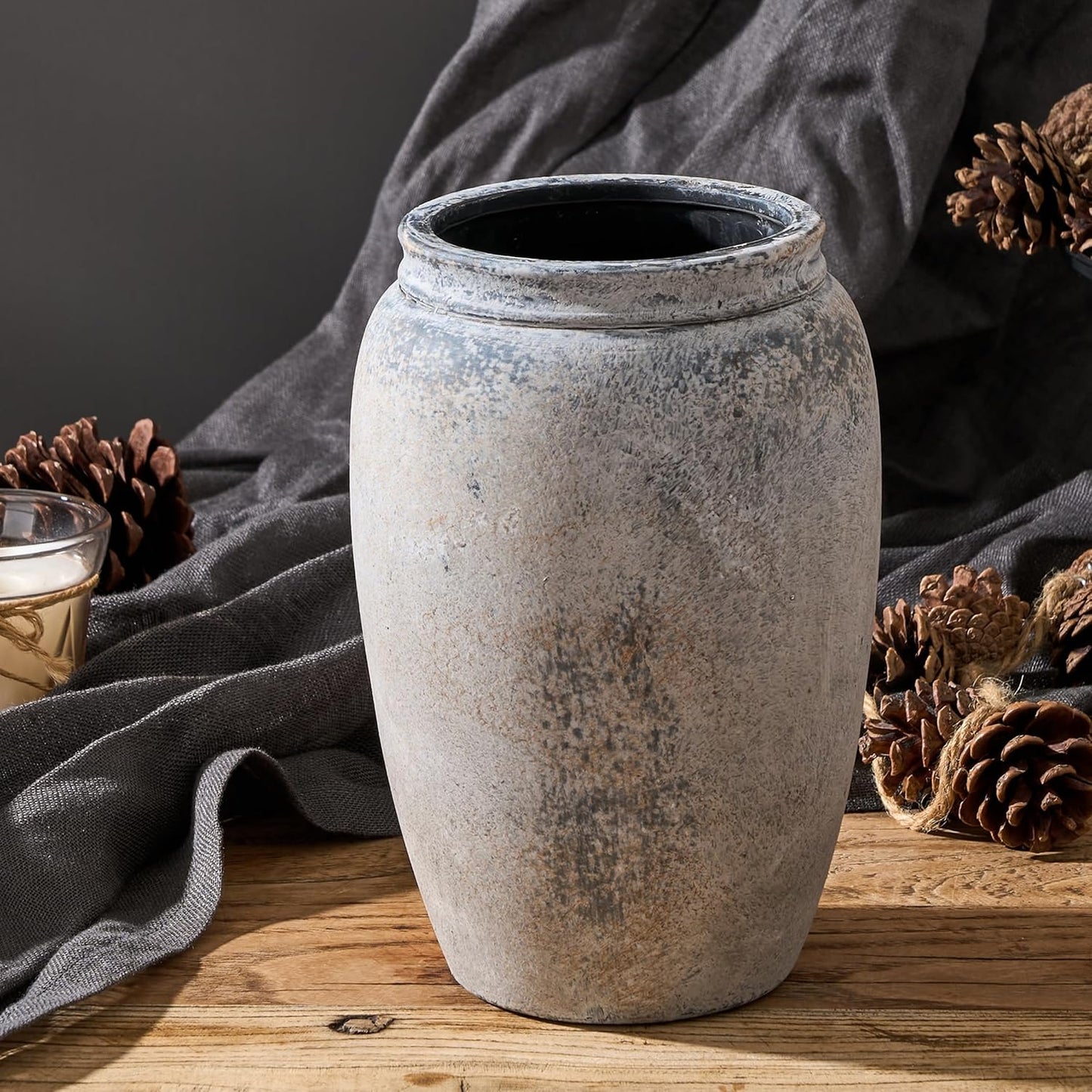Ceramic Vase / Ceramic Vases / Gray- 8.2 / 8.2 Inch