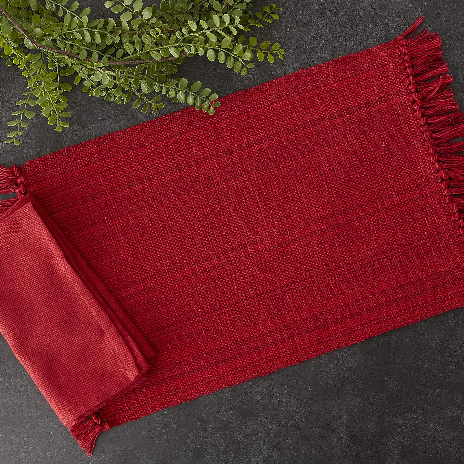 DII Variegated Tabletop Collection, Placemat Set3x19, Tango Red, 6 Piece