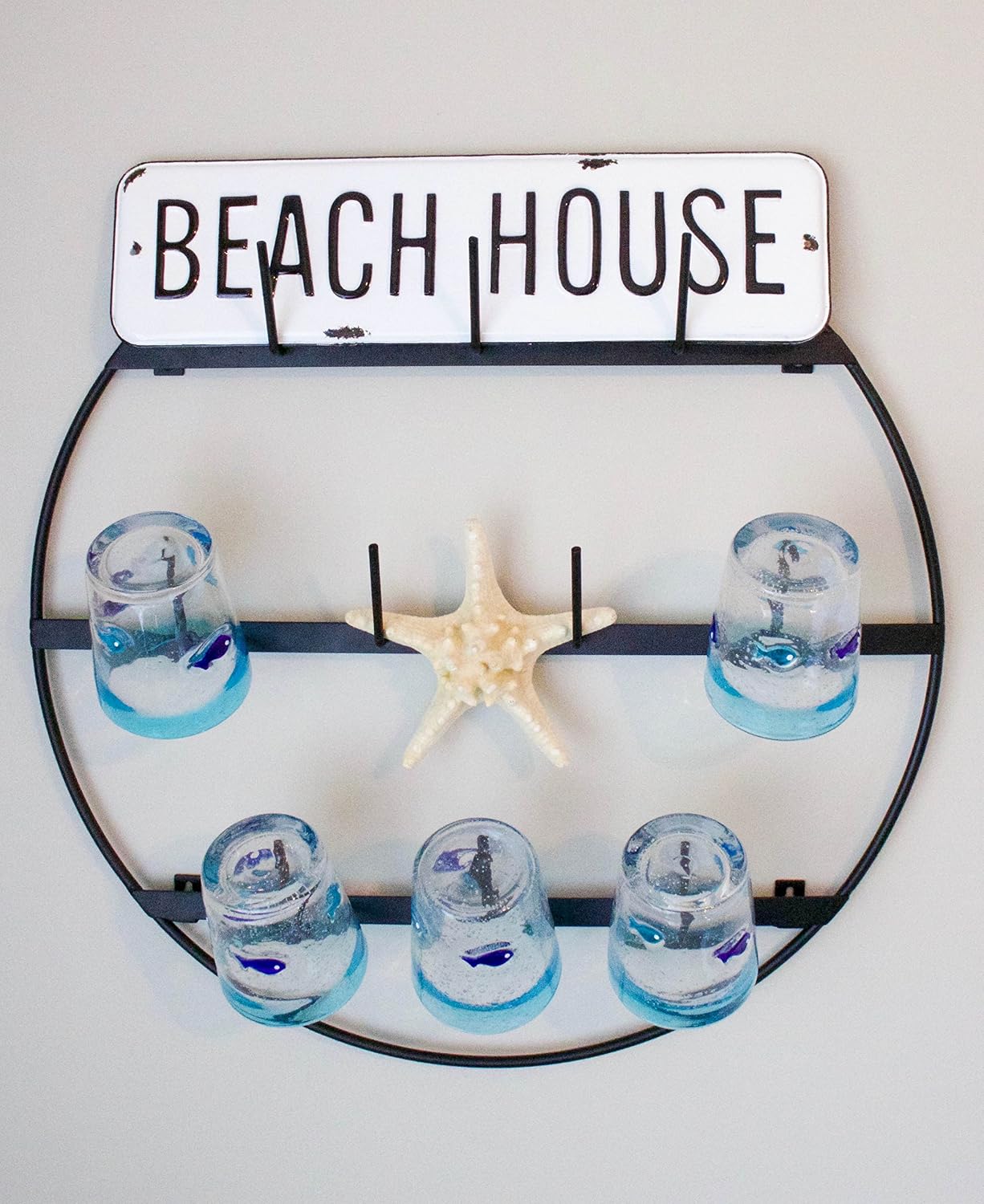 Mug Rack with Sturdy Steel Frame, Matte Black Finish, Removable Rubber Caps, Wall Mounted (Round 24" x 24")