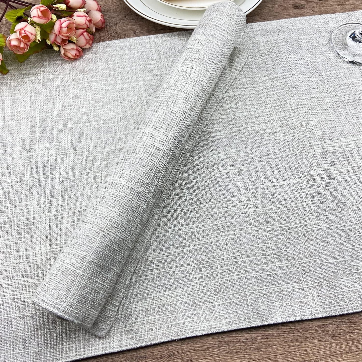 Weabetfu Cloth Placemats Set of 6 Heat Resistant Dining Table Placemmats | Cotton Linen Machine Washable Kitchen Table