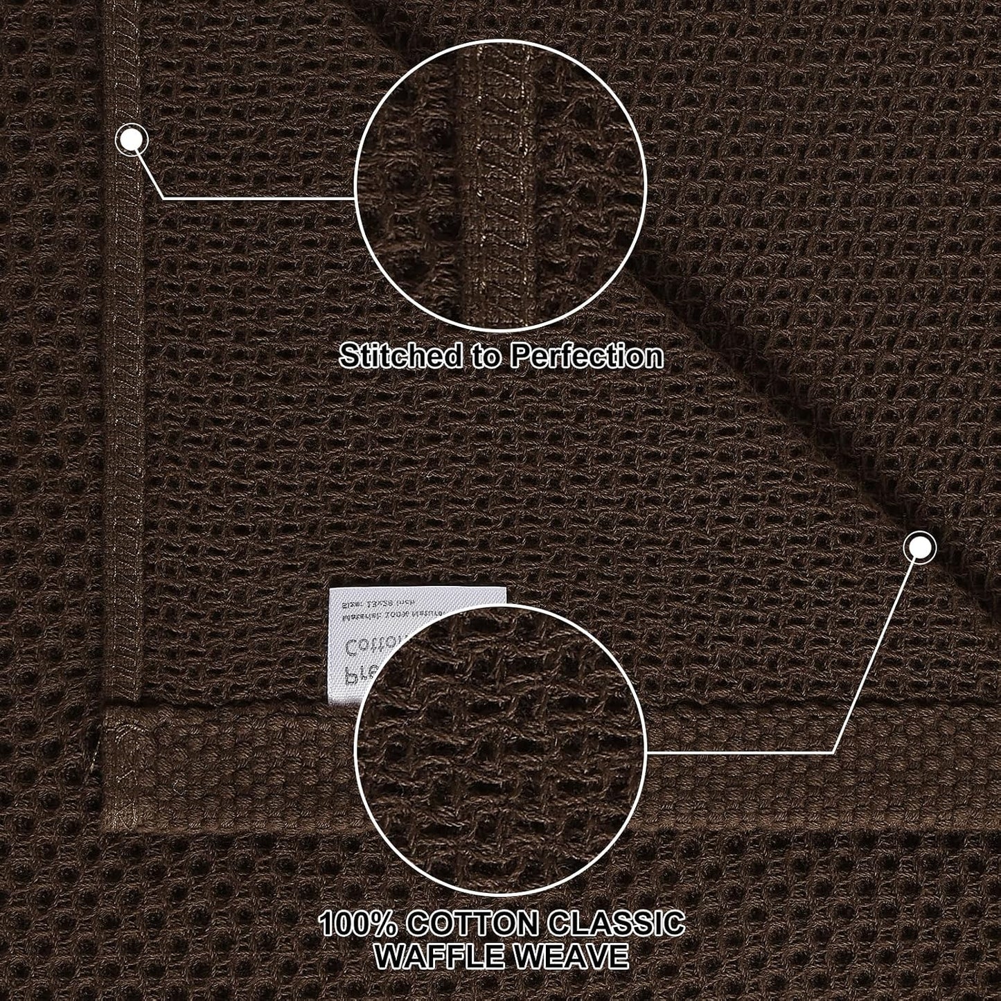 Homaxy 8 Pack 100% Cotton Kitchen Towels and Dishcloths Set, Dark Brown | 12 x 12 Inches and 13 x 28 Inches Kitchen