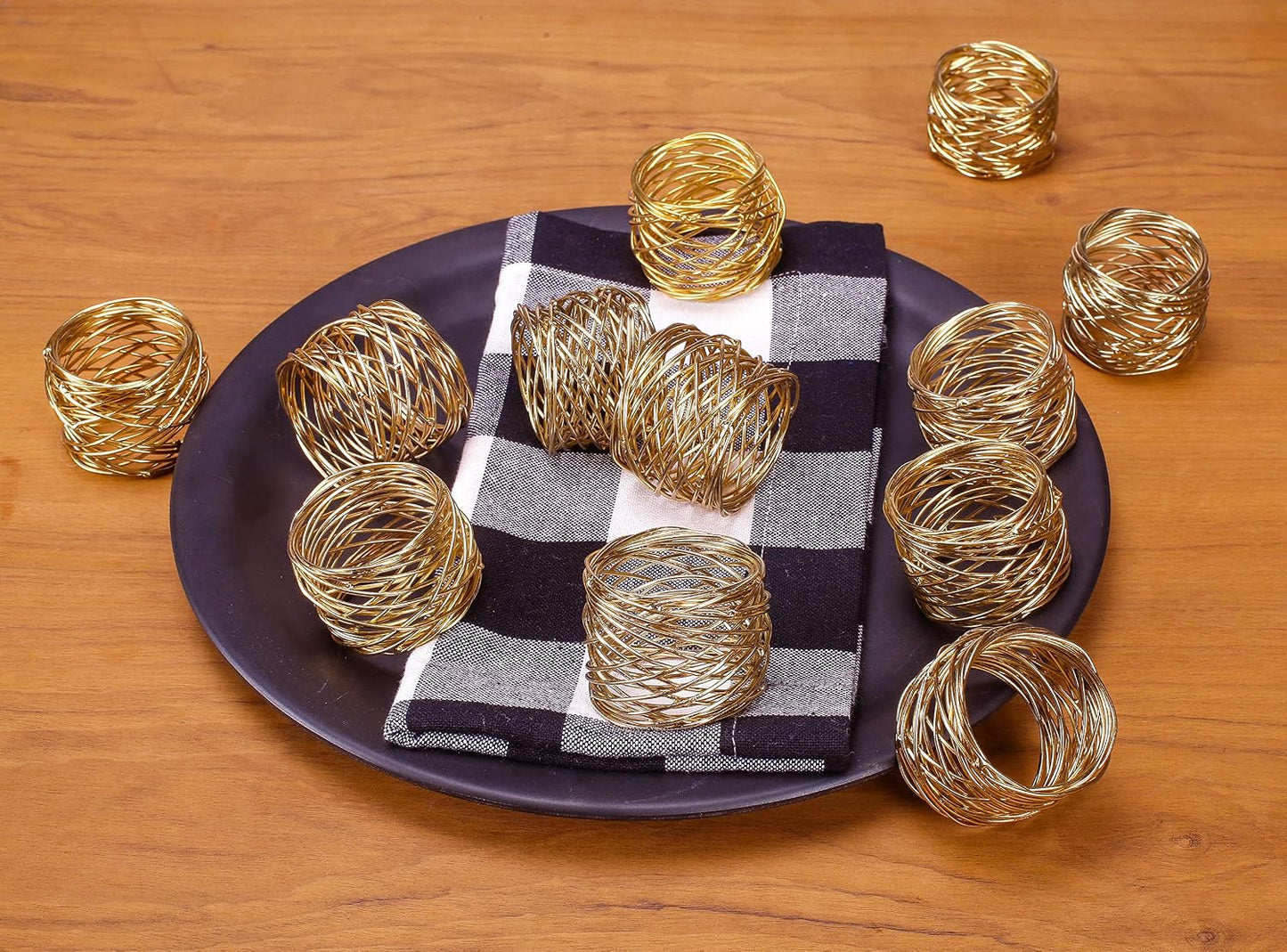 Alpha Living Home Spiral Napkin Rings, Set of 12, Gold Metal | Iron construction, tarnish-resistant finish, 2x2x1.5 in