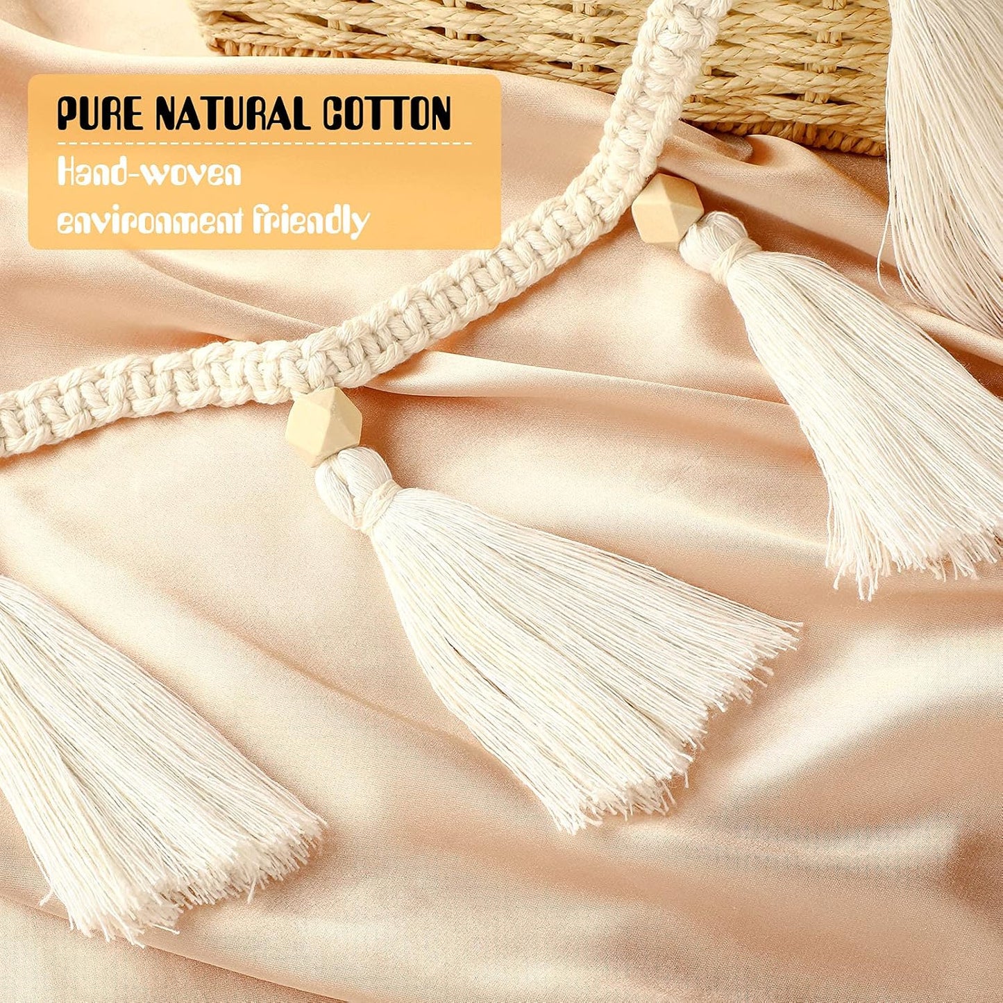 Boho Macrame Tassel Garland for Classroom Decor Hanging Tassel Garland / 47.2 Inch / Set of 4