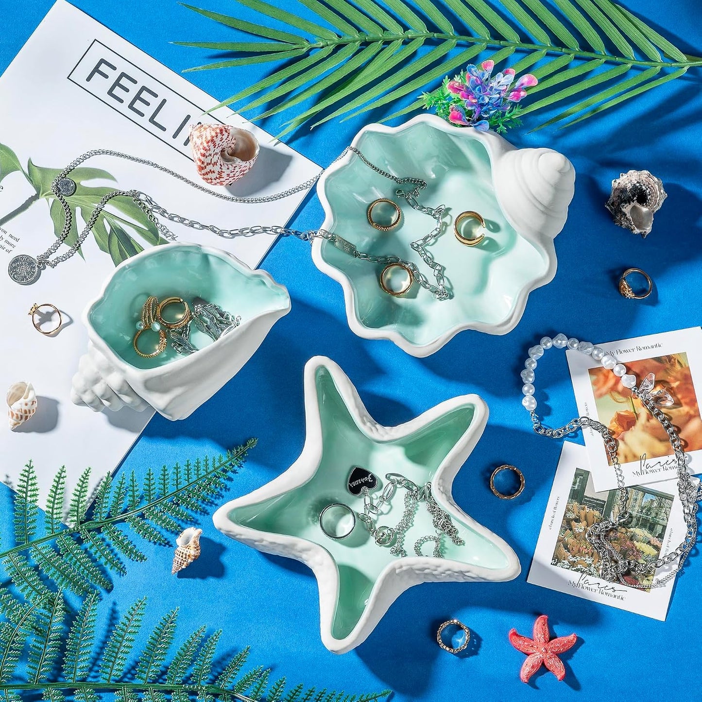 Ceramic Jewelry Tray / 7.08 x 7.08 x 1.4 / Starfish
