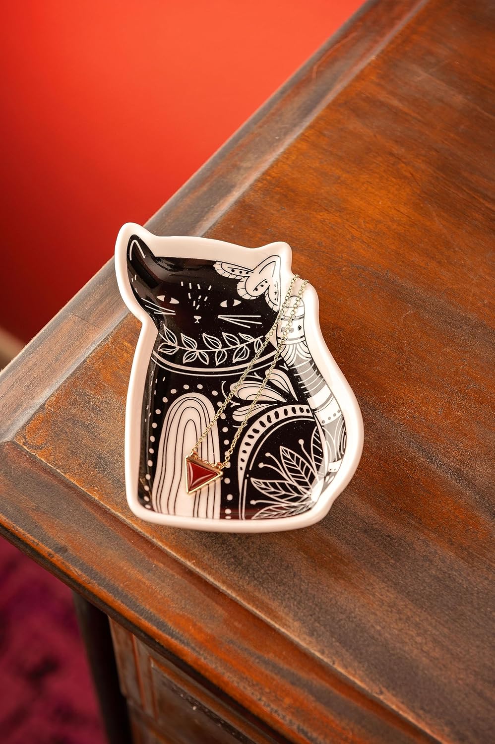 BOHO B&W SHAPED TRINKET TRAY MUSHROOM
