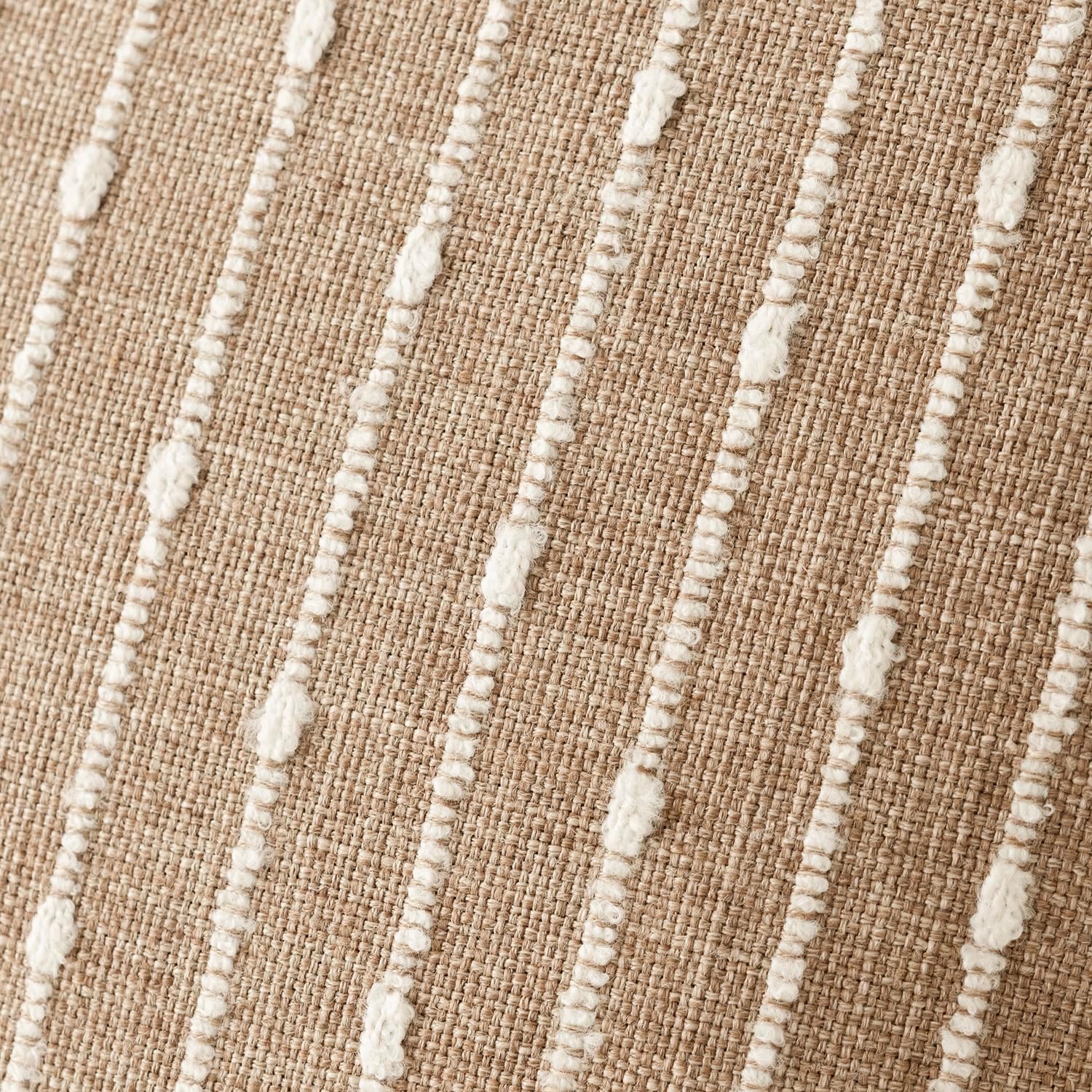 Decorative Jacquard Boucle Throw Pillow Covers Accent Textured Striped / 18 x 18 / Camel / Set of 2