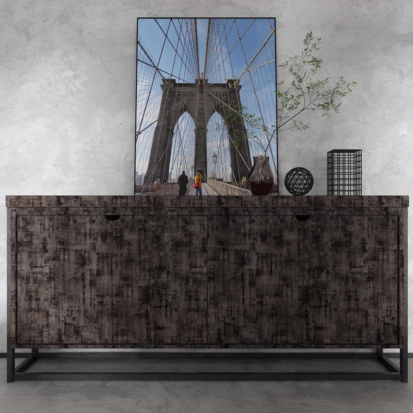 Industrial Style Wallpaper Extra Wide Concrete Wallpaper Grey Black / 31.5 x 157 / Black Grey