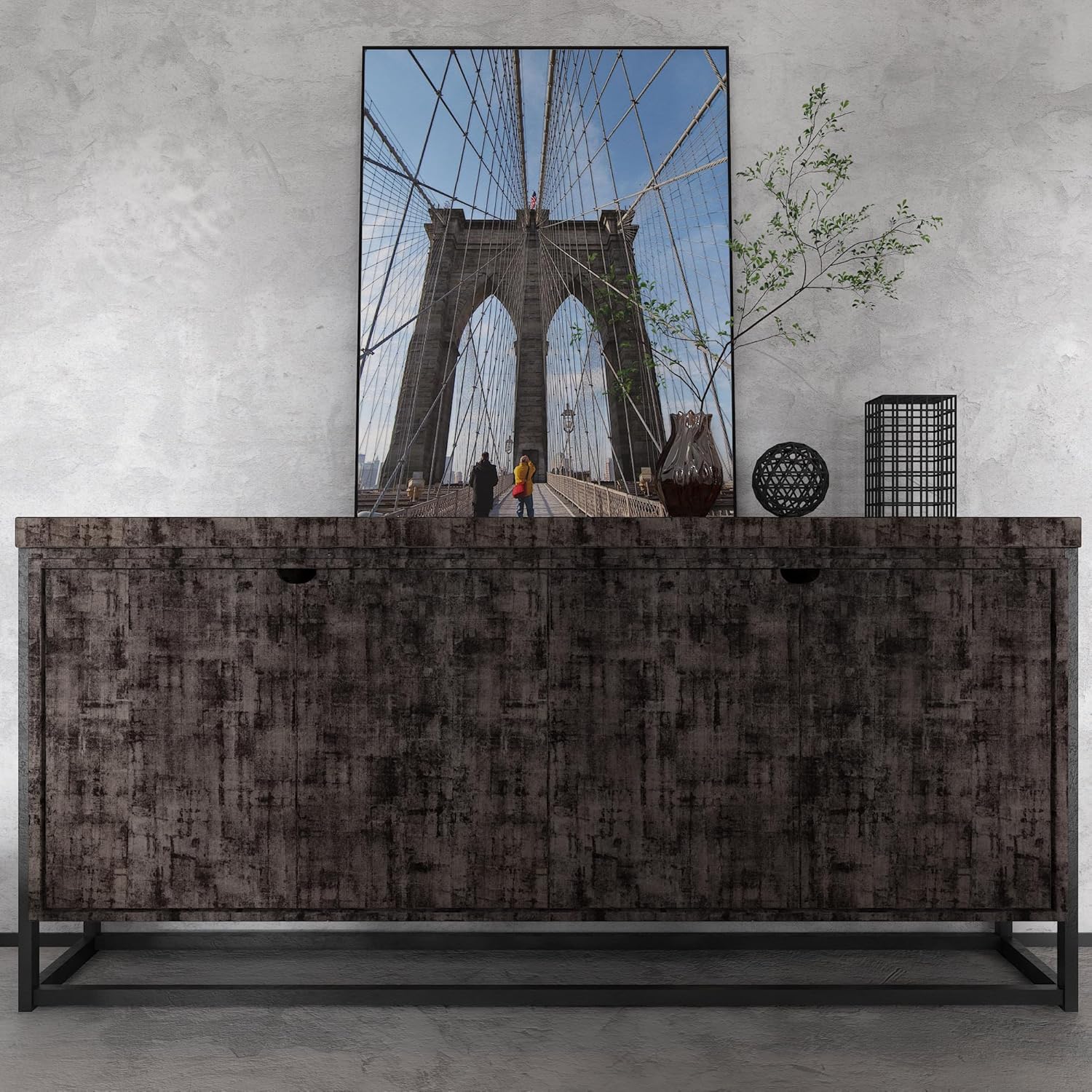 Industrial Style Wallpaper Extra Wide Concrete Wallpaper Grey Black / 31.5 x 157 / Black Grey