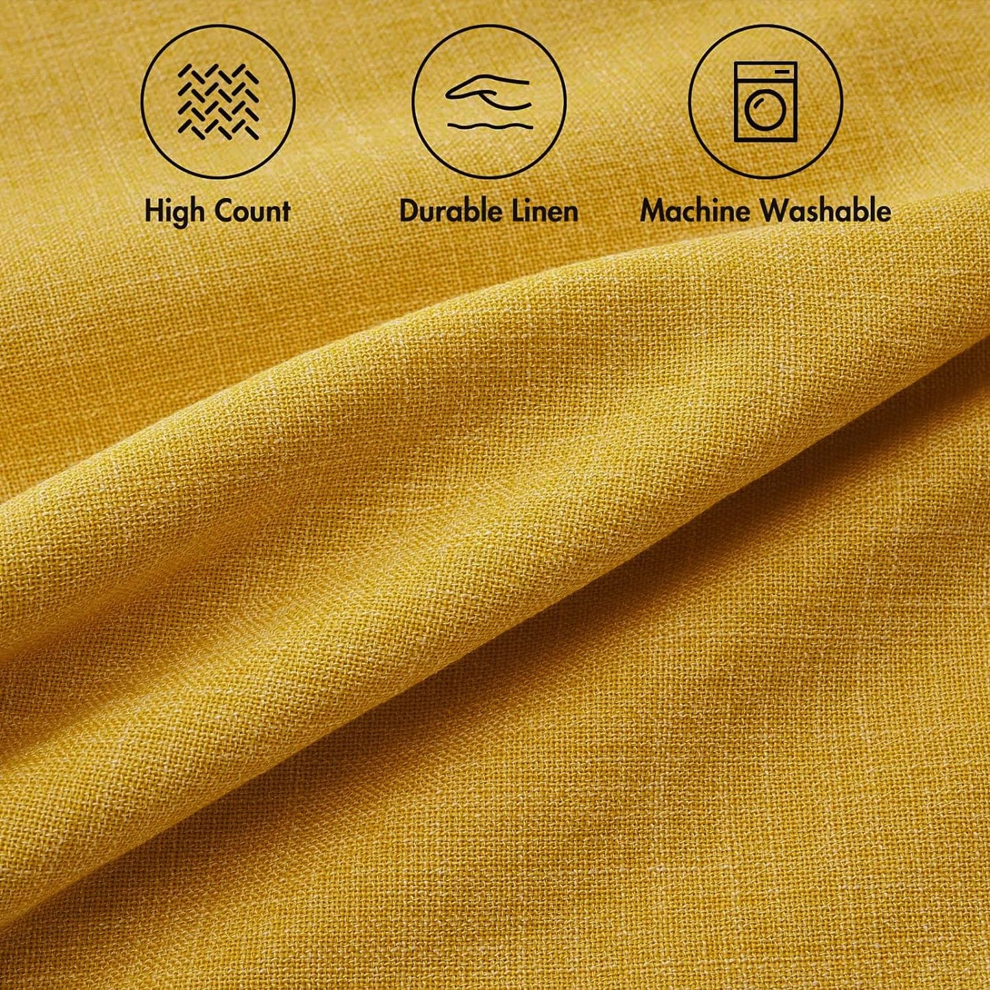 Decorative Linen Burlap Textured Pillow Covers Farmhouse Boho / 18 x 18 / Bright Yellow / Set of 2