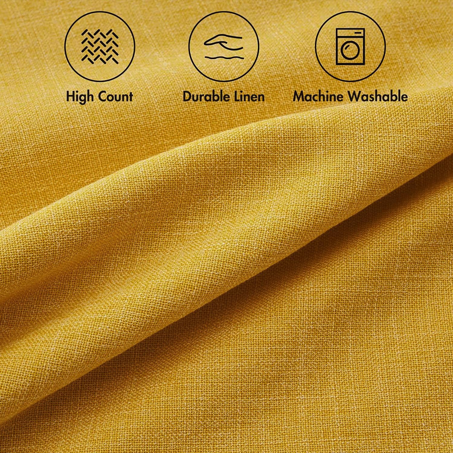 Decorative Linen Burlap Textured Pillow Covers Farmhouse Boho / 18 x 18 / Bright Yellow / Set of 2
