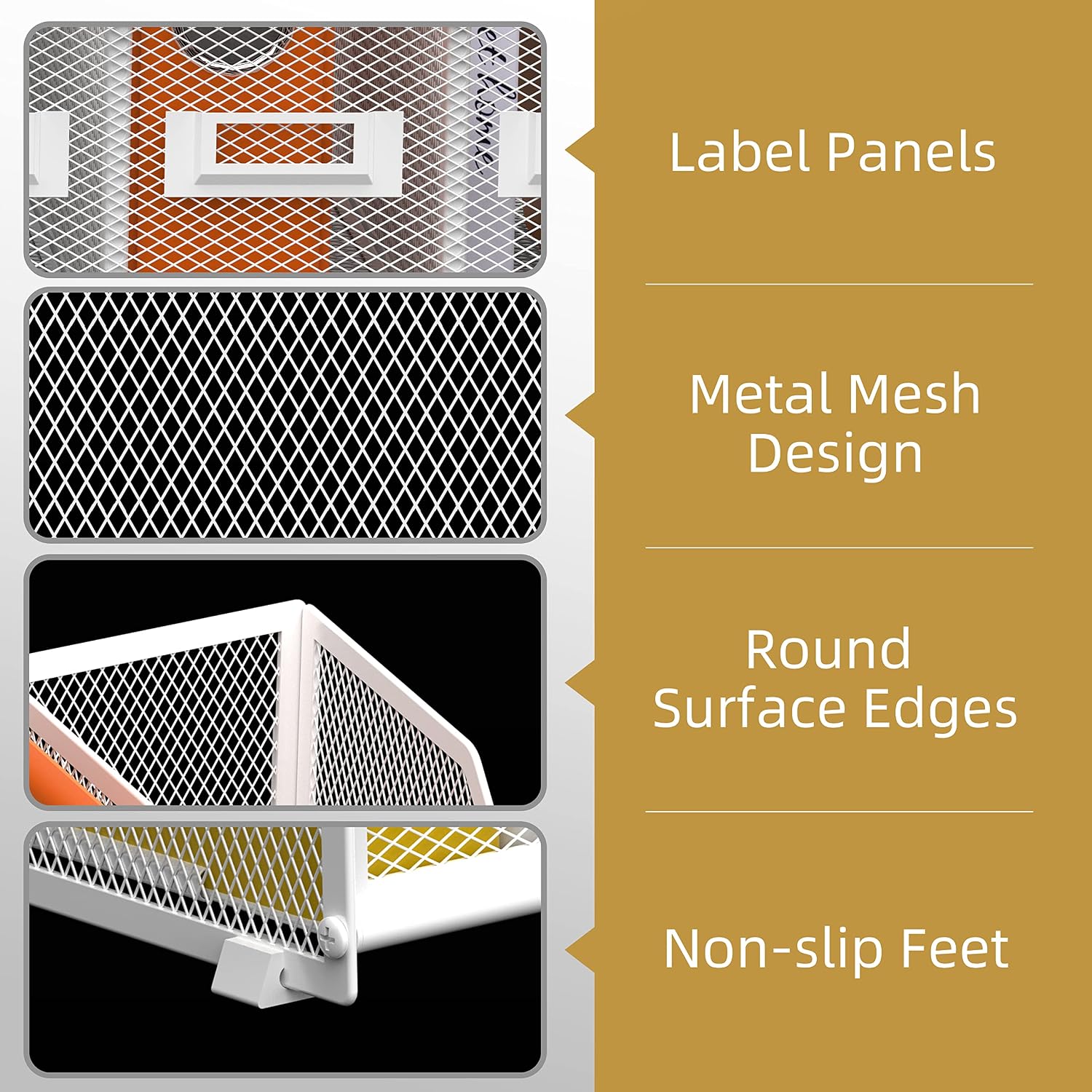 DALTACK 5-Slot Magazine File Holder, Metal Binder Holder, White | Iron Mesh Construction, Labeled Sections for Easy