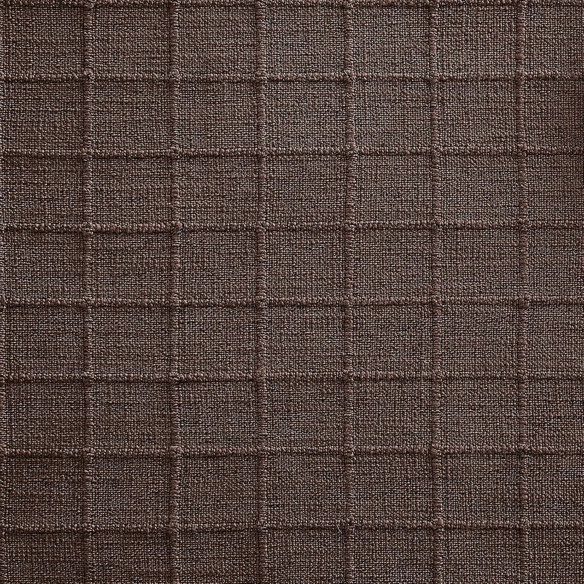 Artisanal Grid Decorative Linen Placemats Set of 6, Chocolate | Thick Heavy Textured Washed Linen Place Mats 13×19in