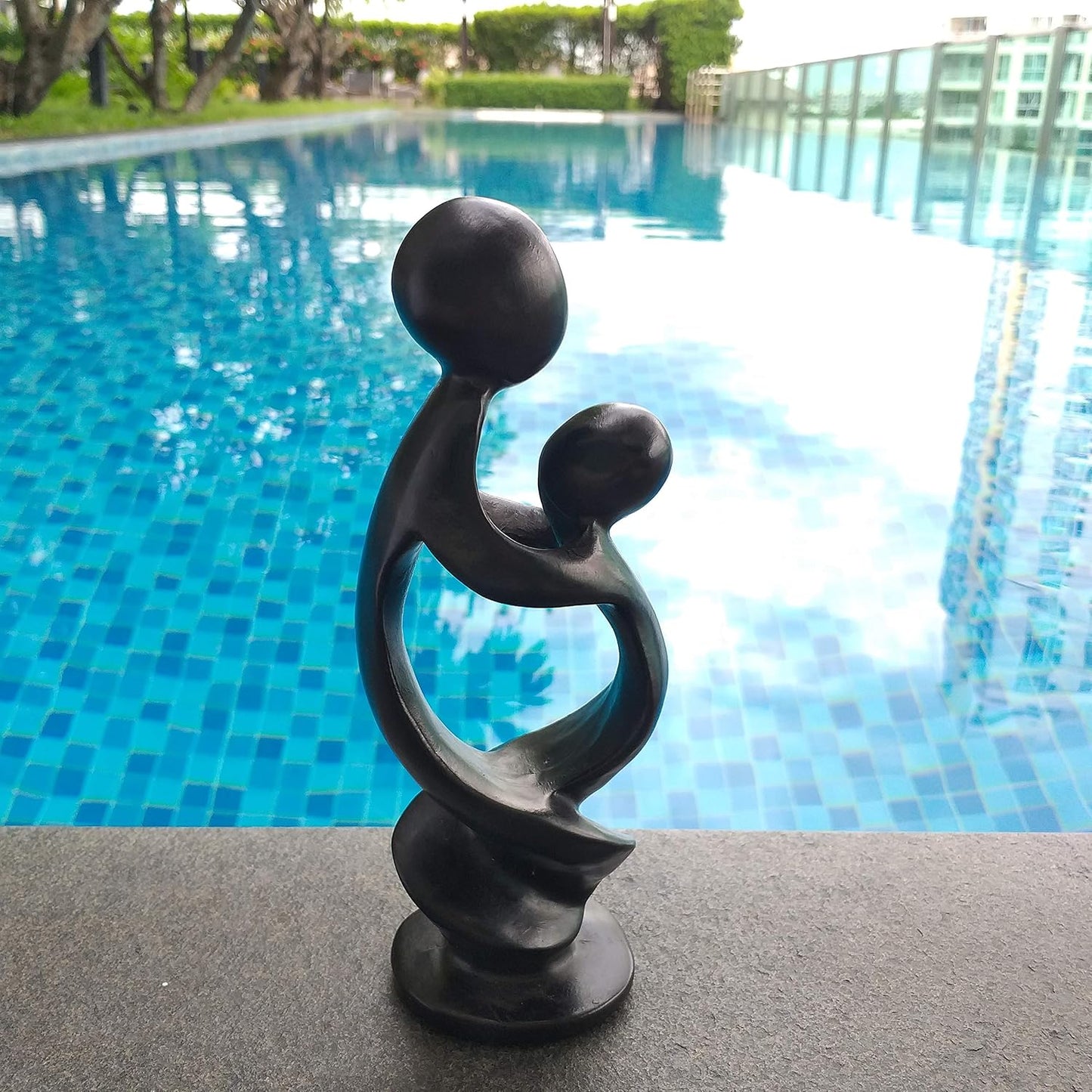 Mother and Child Figurine Abstract Mom Dad Family Love Sculpture Small Resin / 8.5 In:mom and Child