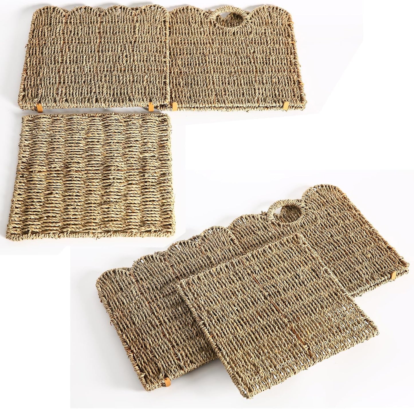 Scalloped Wicker Storage Cubes Basket / Sage Green / 12 x 12 x 12 / In&4-pack / Set of 4