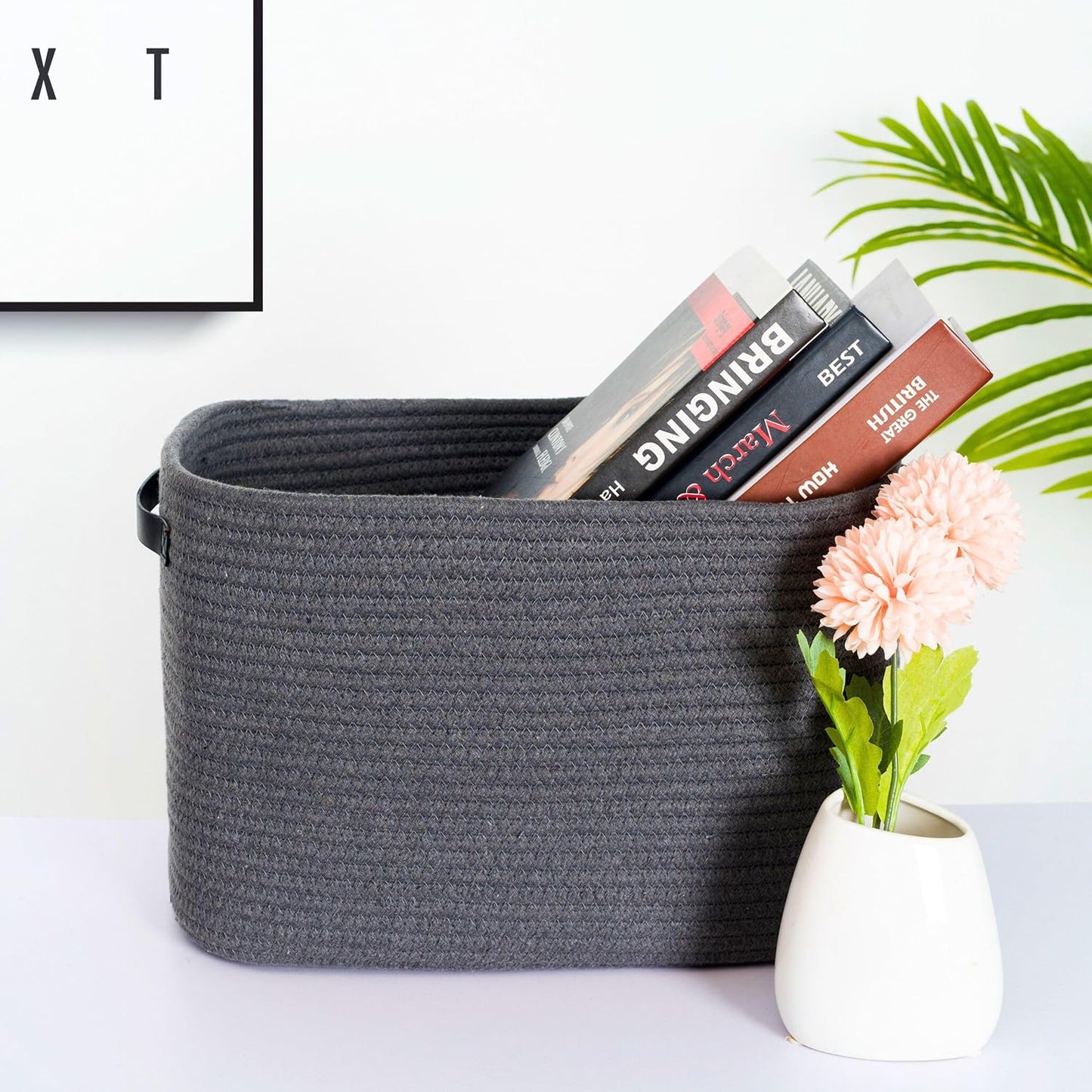 Decorative Woven Storage Baskets / Charcoal Gray / Black / Set of 3