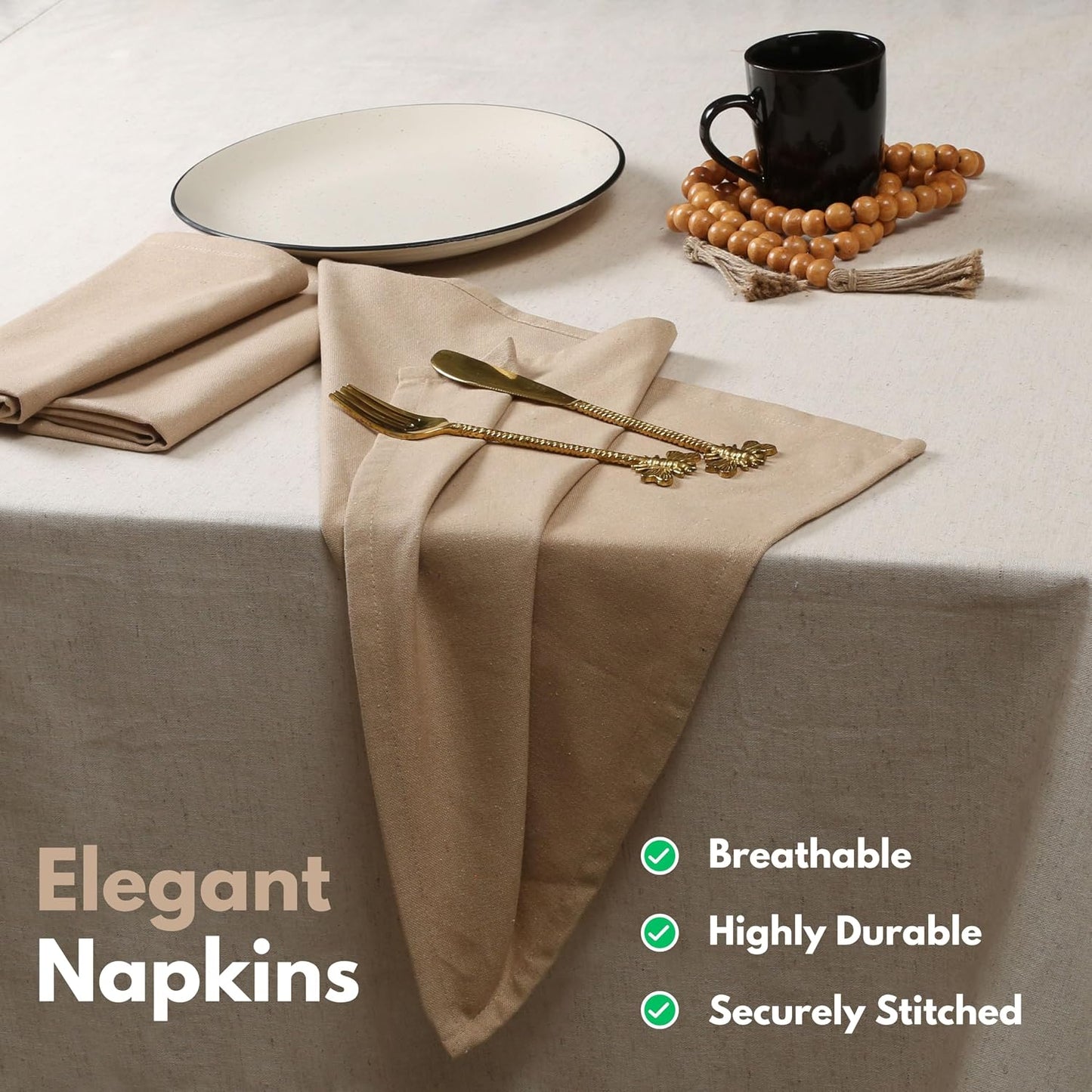 Native Fab Cloth Napkin Set of 12, 100% Cotton, Washable, Reusable Dinner Cloth Napkin 17x17 inches, Table Decor