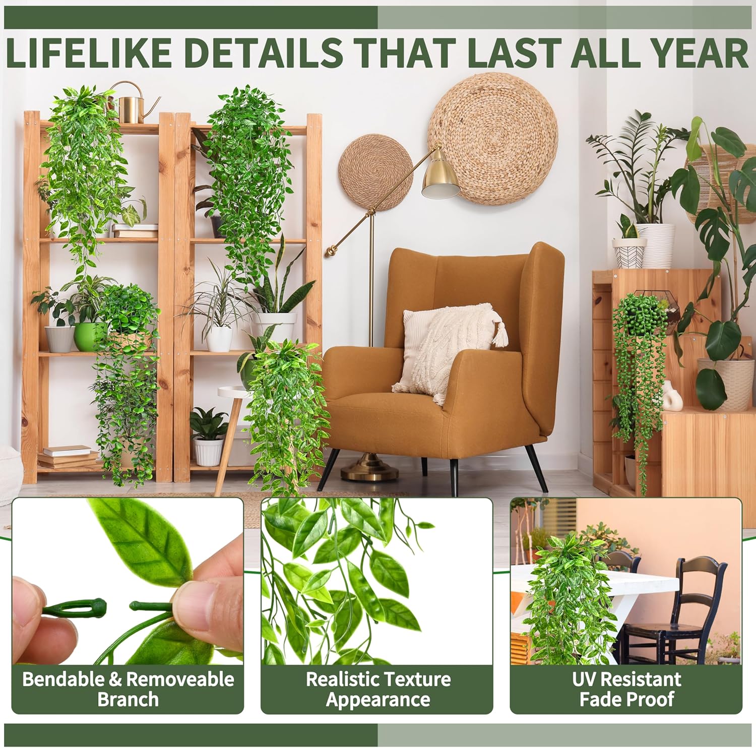 Faux Artificial Hanging Plants / Set of 4