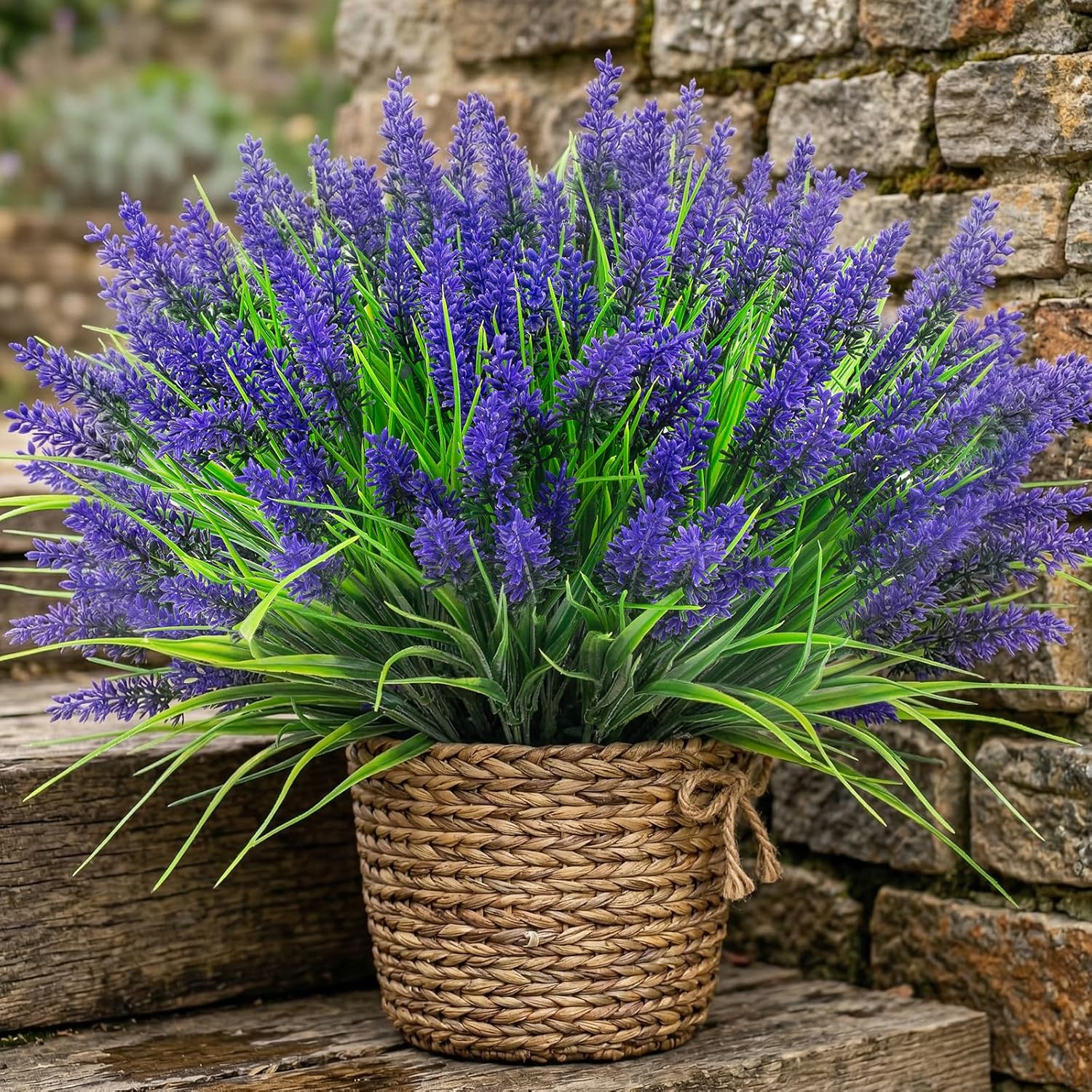 Artificial Outdoor Flowers UV Resistant Lavender Fake Greenery Plants Grass / Purple / Set of 22