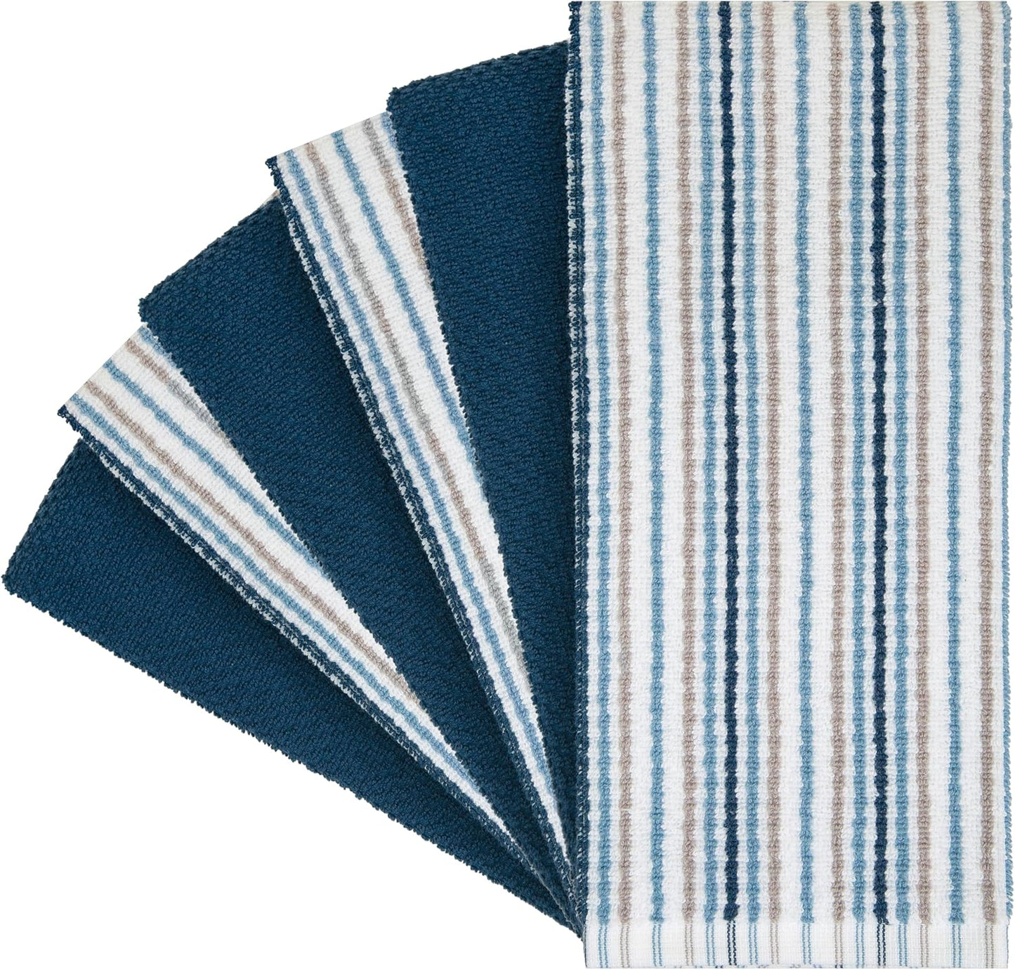 Bumble Kitchen Towels 6 Pack 100% Cotton 16"x26" - Blue | 430 GSM Soft Kitchen Hand Towels with Hanging Loop, Highly