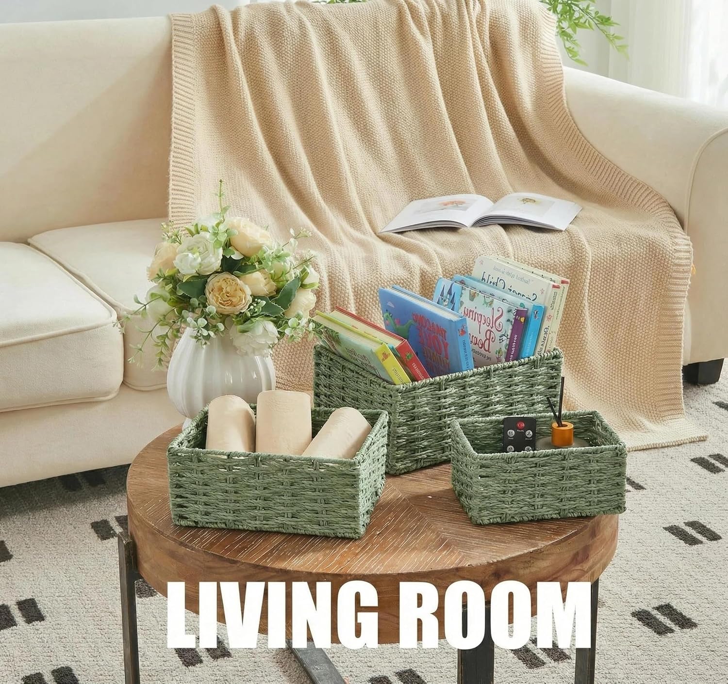 Woven Storage Basket / Green / Set of 3