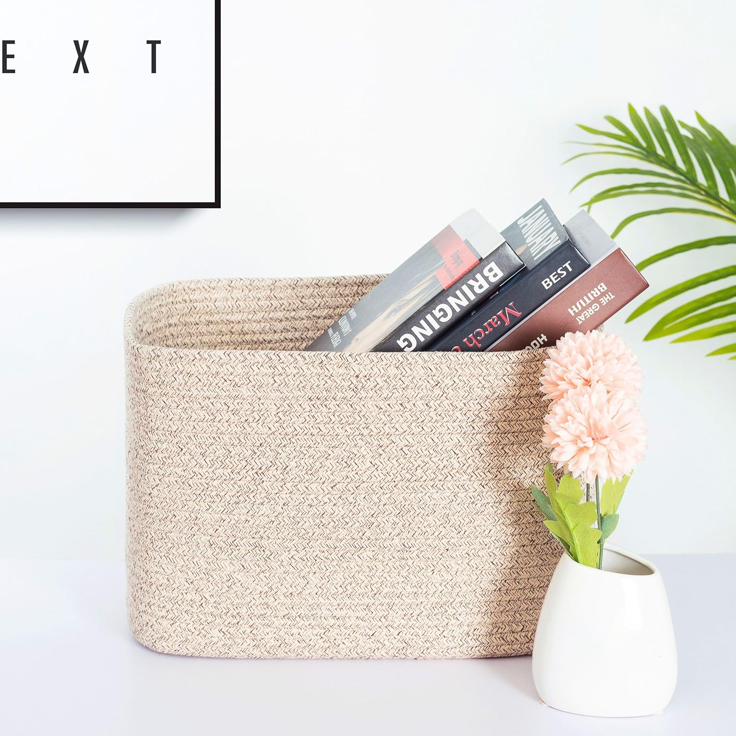 Decorative Woven Storage Baskets / Oatmeal Brown / Set of 3