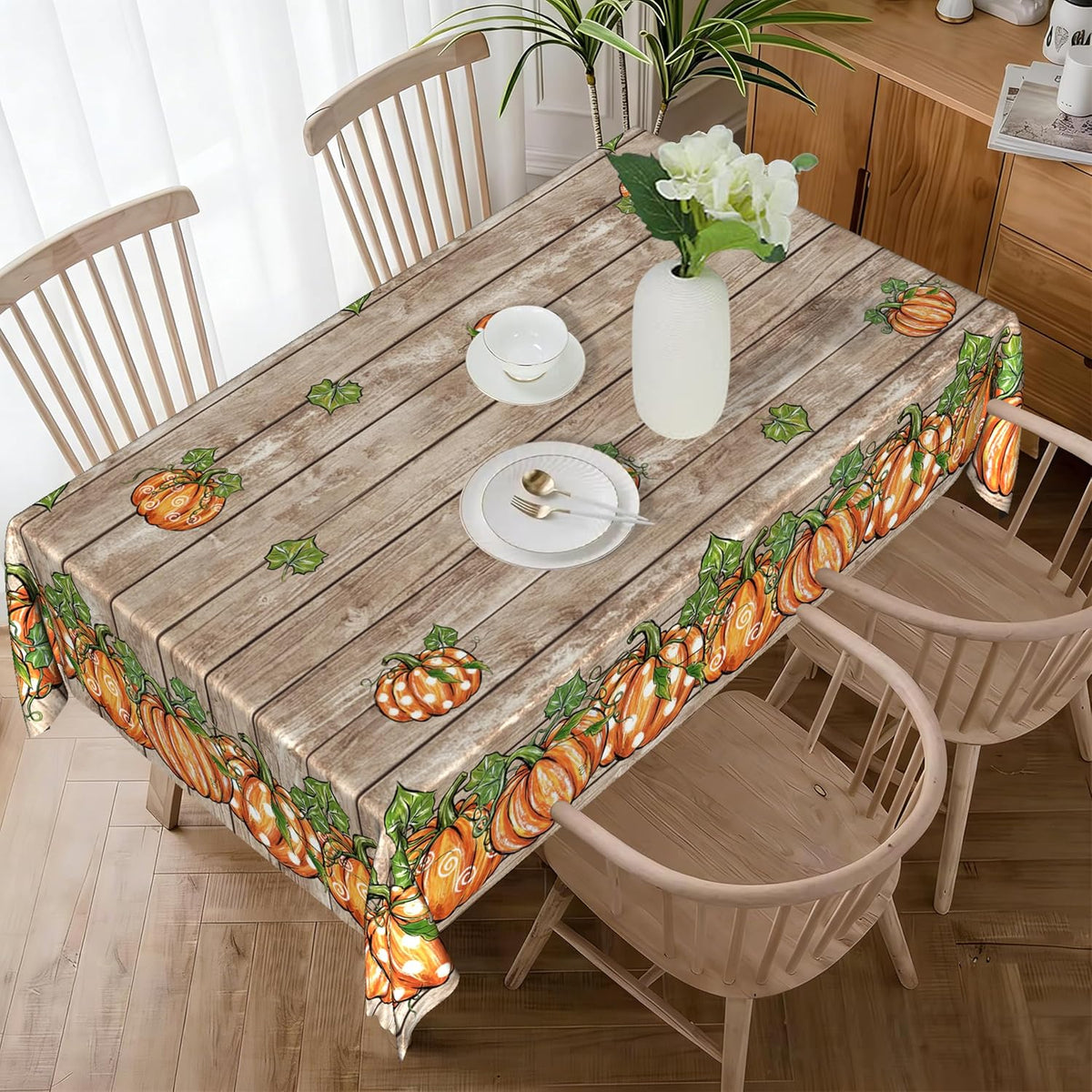 Christmas Tablecloth 60x84 Inch, Santa Claus & Snowman Water Resistant Oval Table Cover, Farmhouse Winter Holiday Table Decor for Xmas Dinner Party Kitchen Home