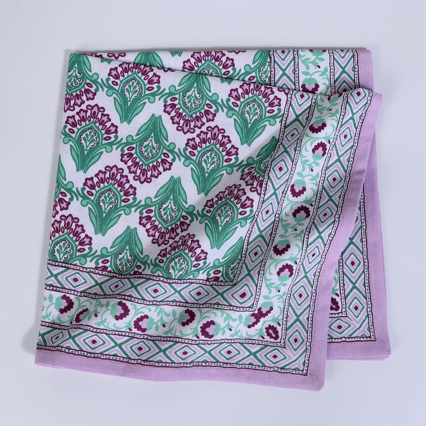 FINGERCRAFT Cloth Napkins Set of 12 Cotton Linen, 20x20 Inch Border Orchid | Mitered corner, washable, soft, absorbent