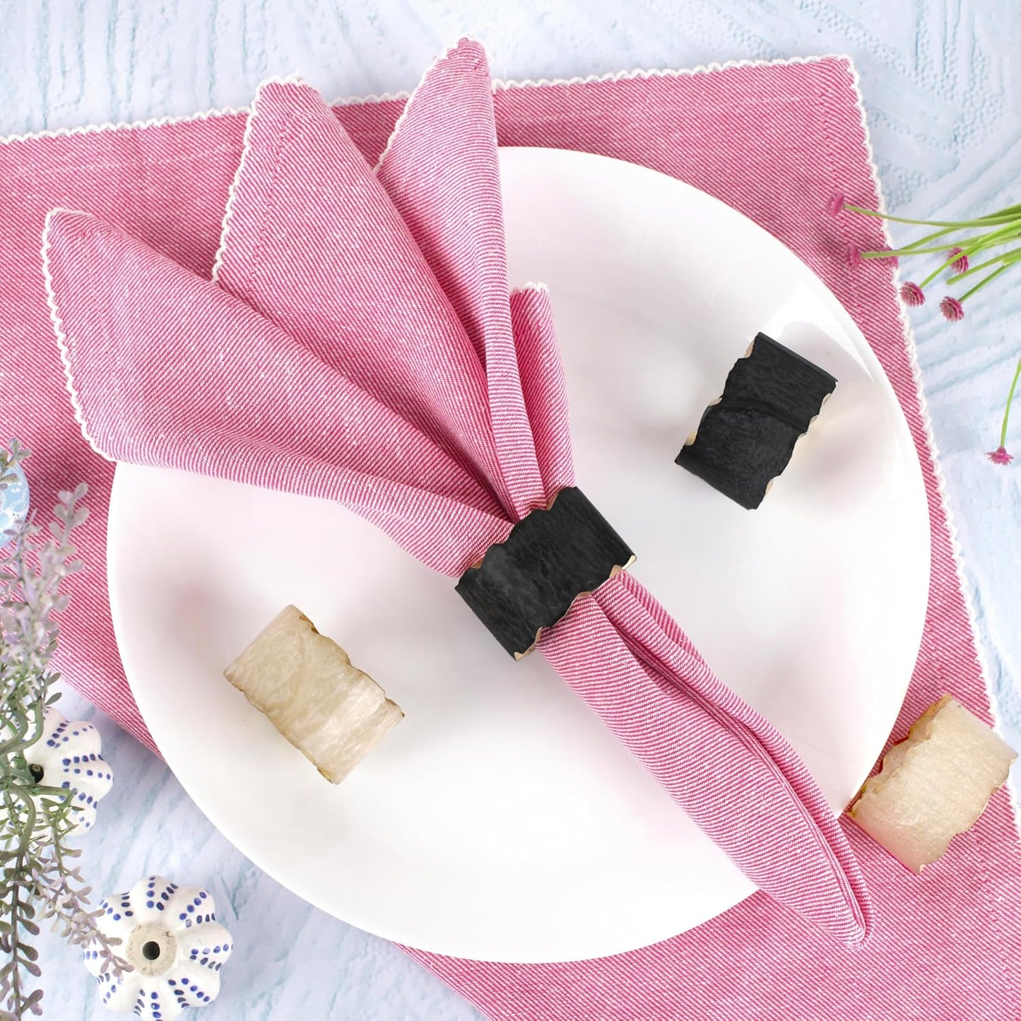 Rustic Epoxy Resin Napkin Rings, Black, 12-Pack | Epoxy resin, set of 12, each 2x2x1 in., smooth finish, reusable