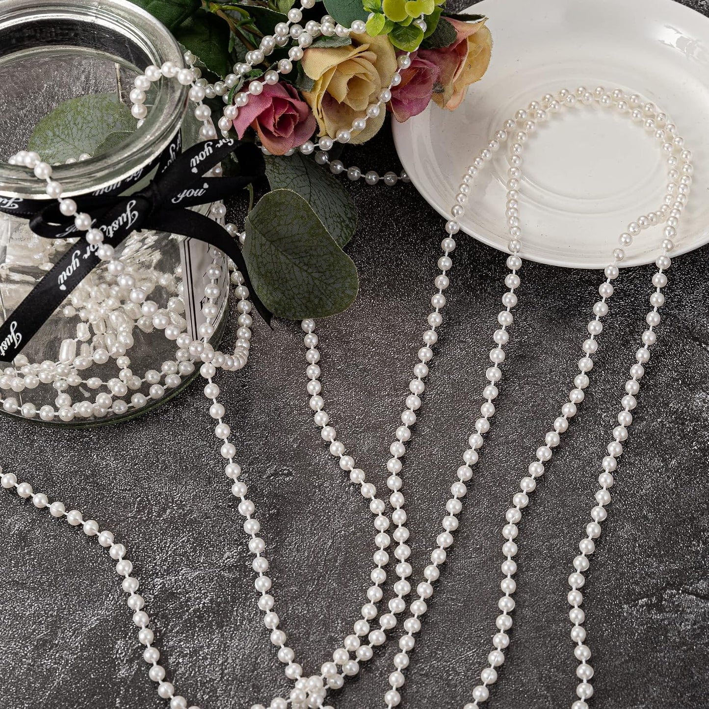 8mm Crafts Faux Pearl Beads Garland Pearl Bead Roll Strand of Pearls to Decorate / Ivory / 8 Mm