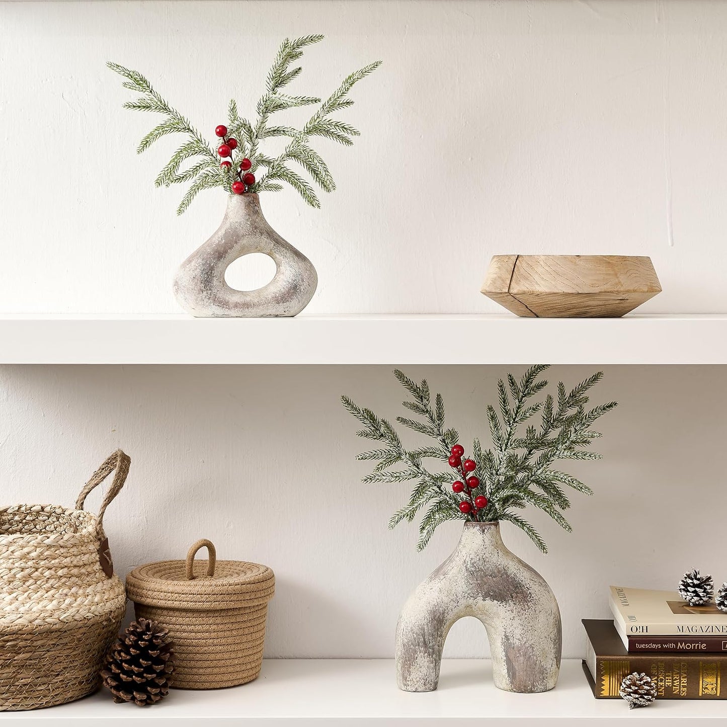Ceramic Vase for Minimalist Bohemian Decor / Terracotta / Set of 2
