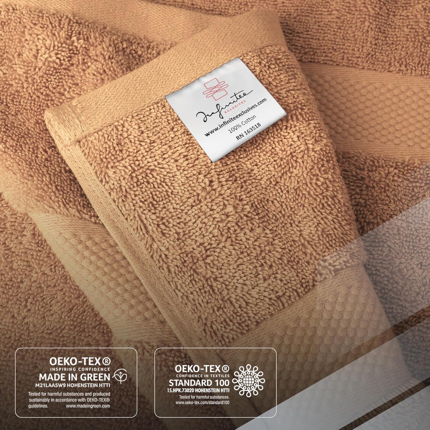 Infinitee Xclusives 100% Cotton Bath Towel Set – 8 Piece Bathroom Towel Set | (2 Bath Towels, 2 Hand Towels, 4
