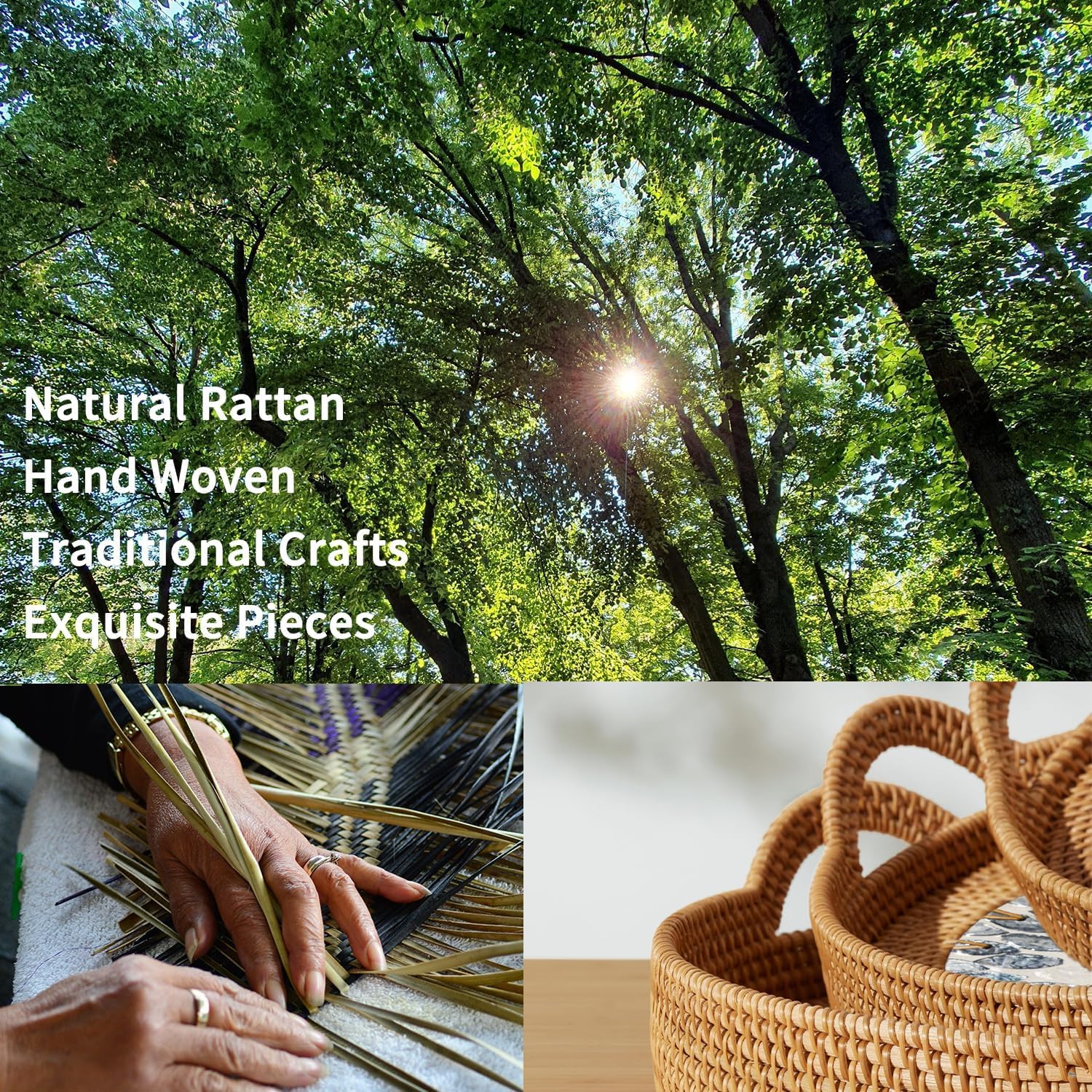 Round Rattan Tray Set