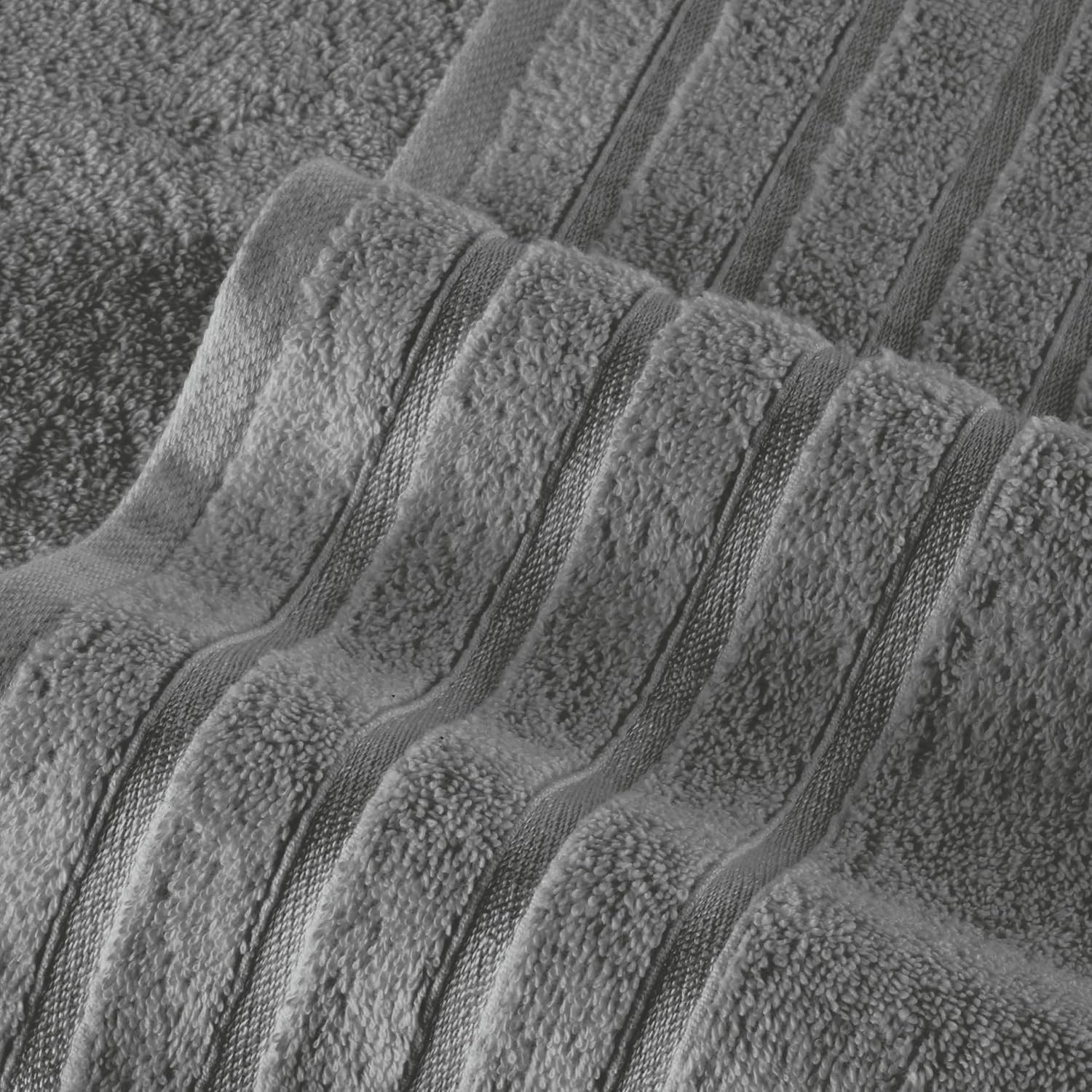 Elegant Comfort 4 Lines Viscose Stripe 6-Piece Premium Towel Set - 100% Turkish Cotton High Absorbent Luxury Bathroom