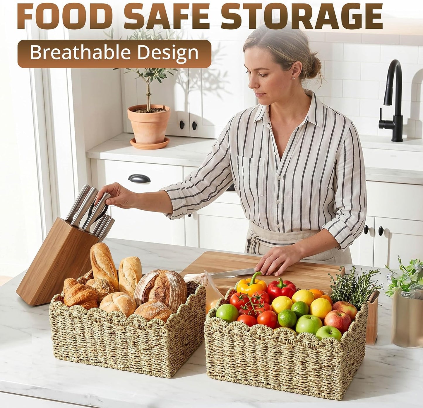 Woven Organizer for Closet / 12.6"L x 8.7"W x 6.7"H / Gray / 12.6 x 8.7 x 6.7