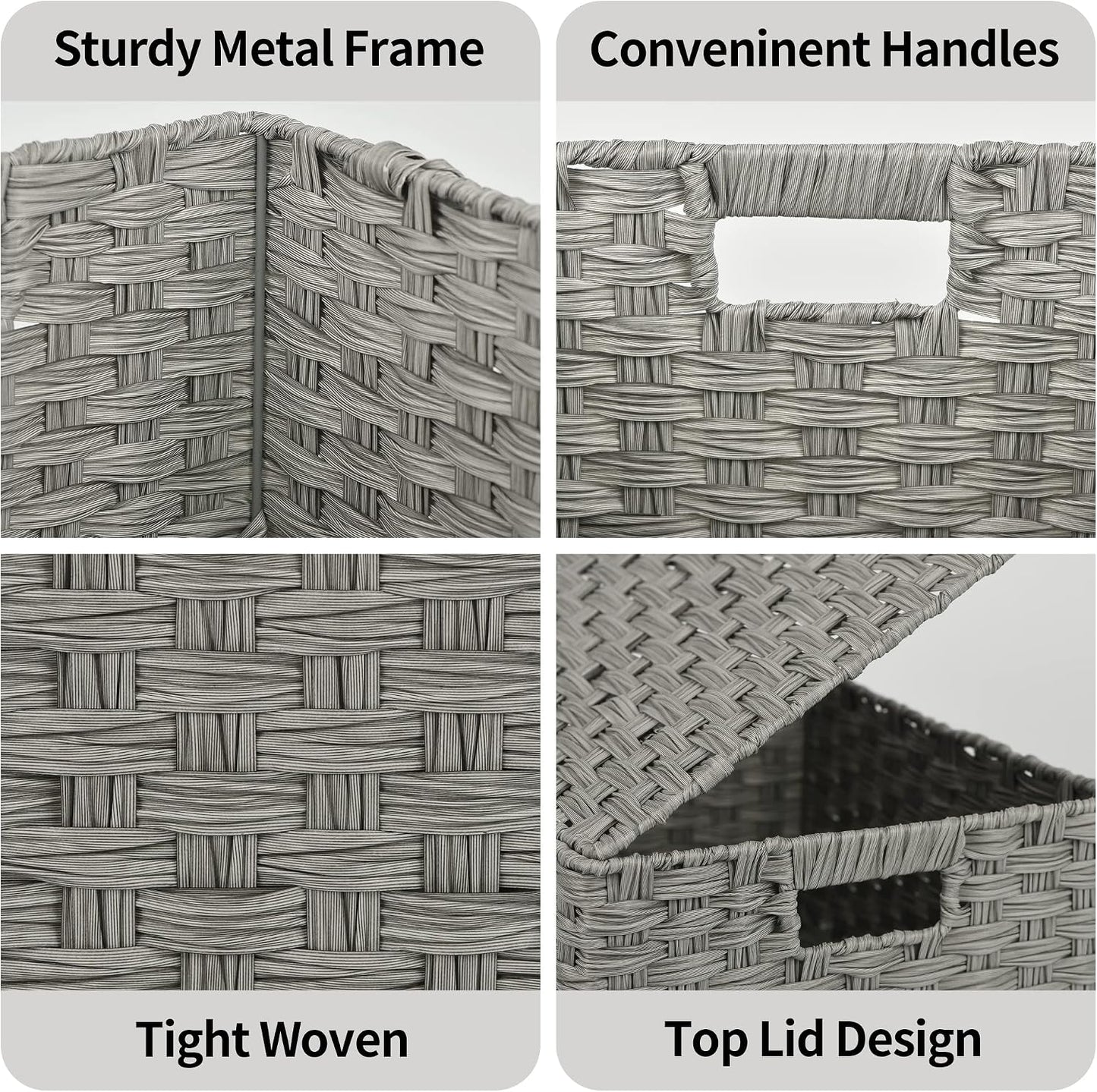 Wicker Storage Baskets / Gray / Set of 3