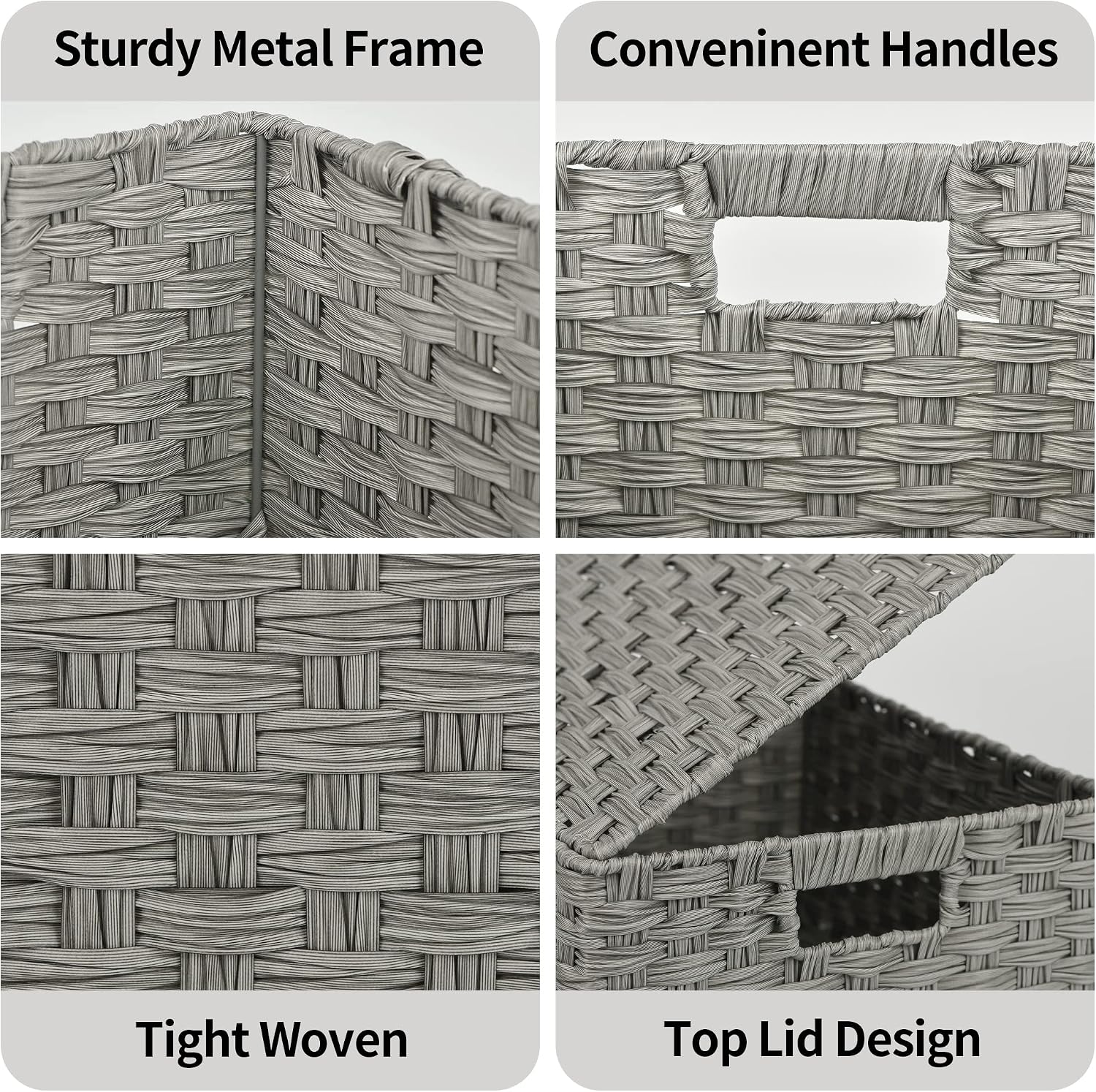 Wicker Storage Baskets / Gray / Set of 3