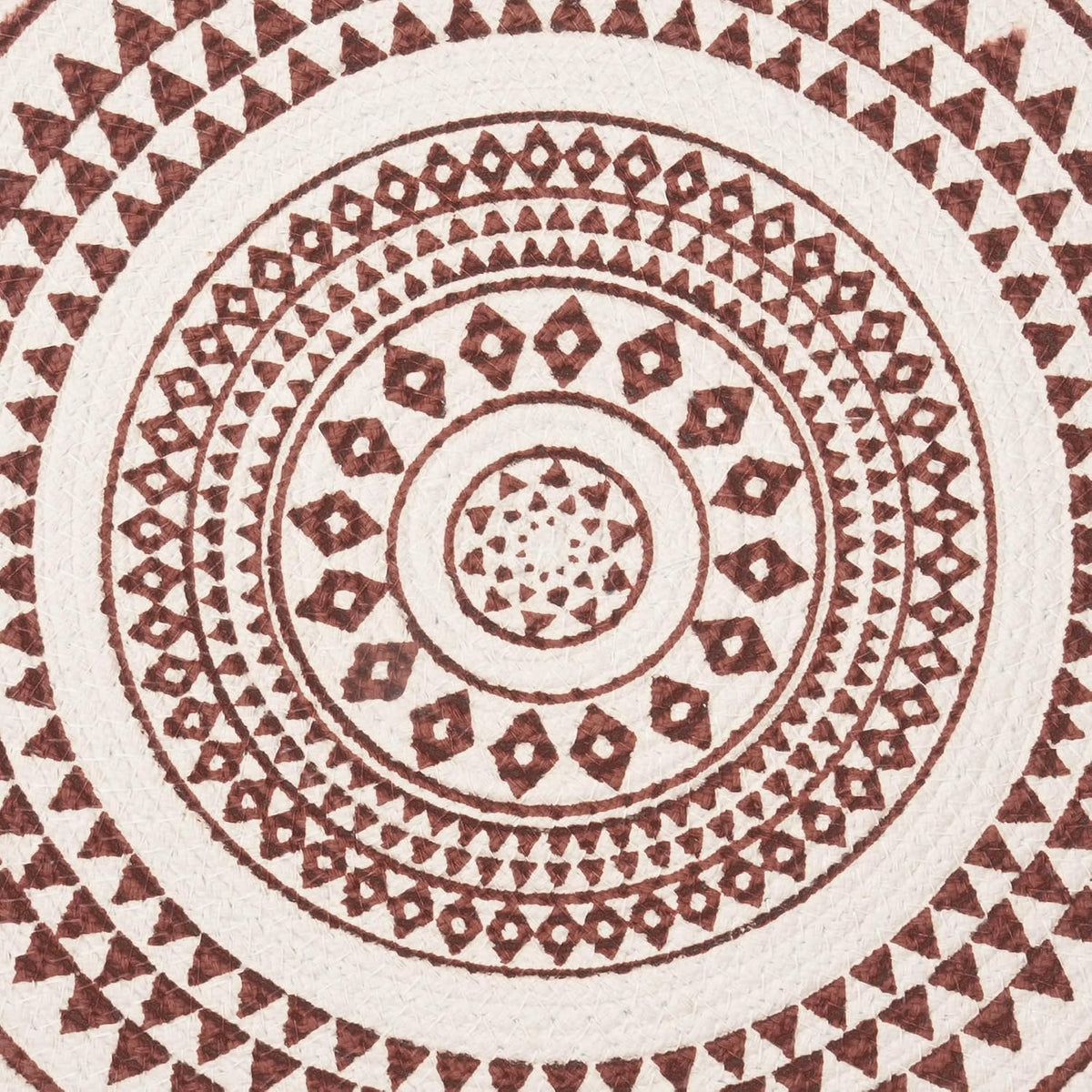 Encasa XO Dining Placemats, Cotton Round Table Mats 13" Maroon Mandala-3 Print