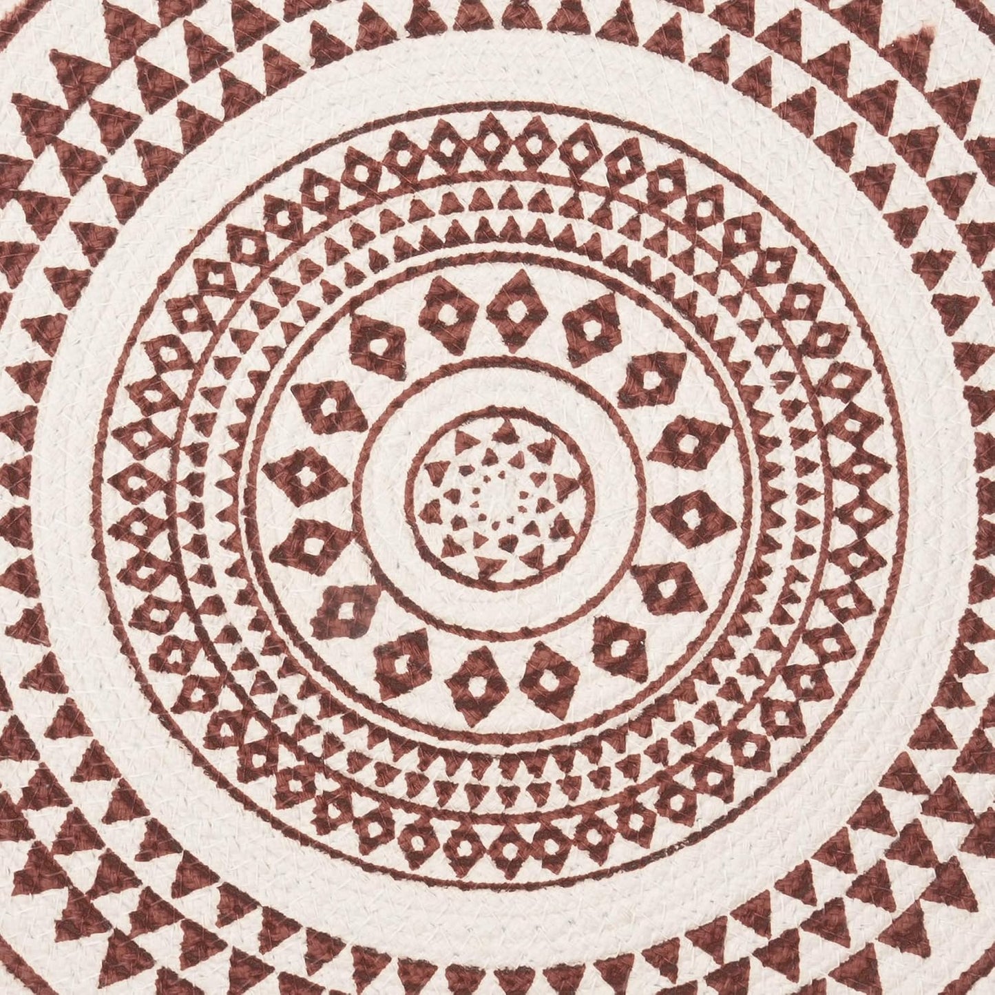 Encasa XO Dining Placemats, Cotton Round Table Mats 13" Maroon Mandala-3 Print