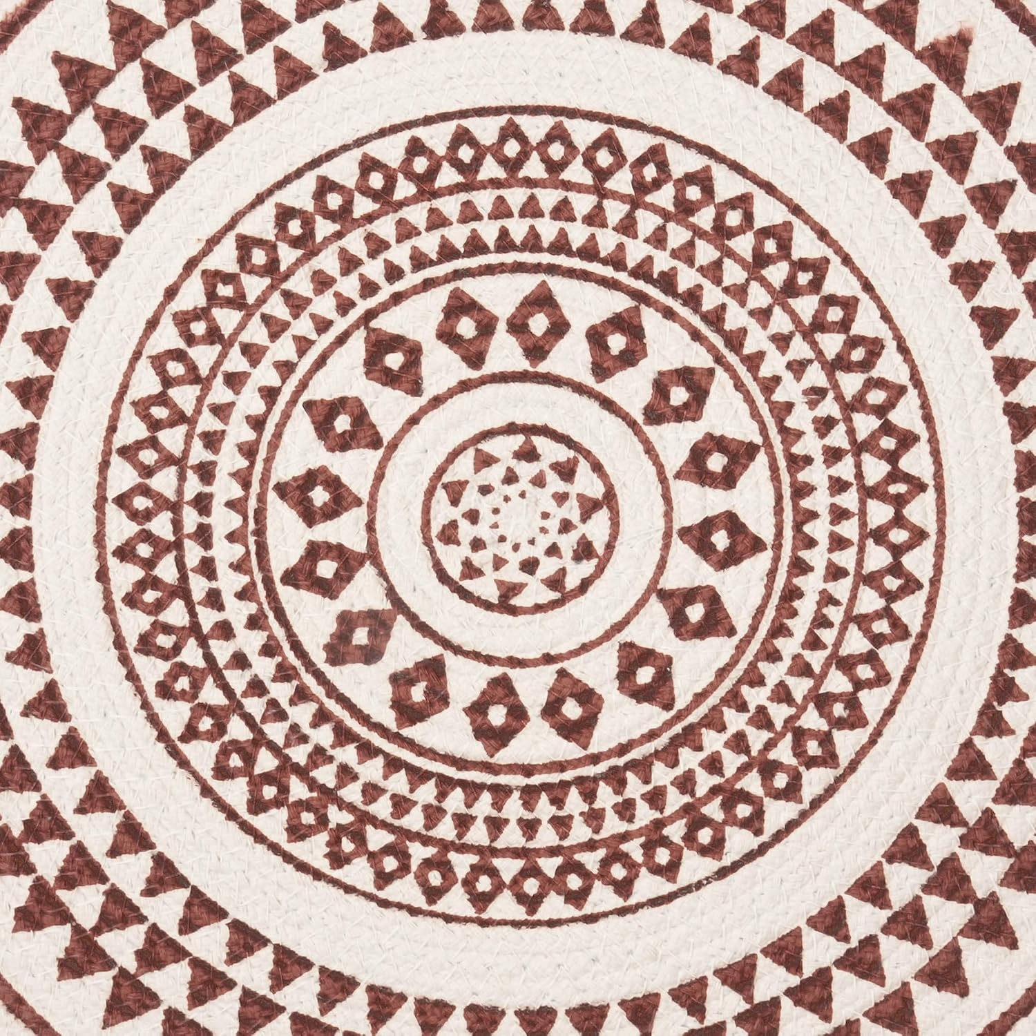 Encasa XO Dining Placemats, Cotton Round Table Mats 13" Maroon Mandala-3 Print