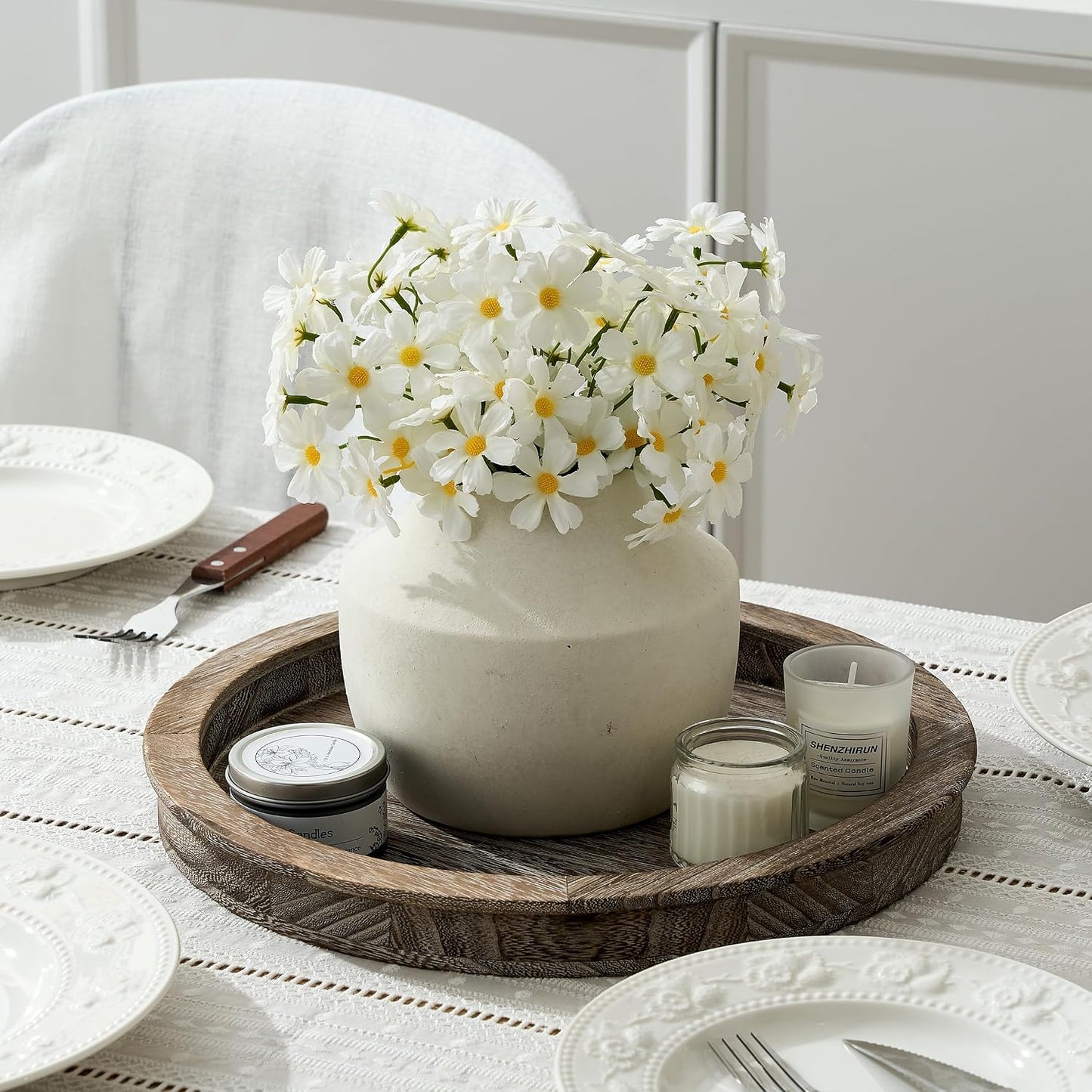 Pottery Farmhouse Rustic Vase / 106-kiln-fired White / 5.39 Inch