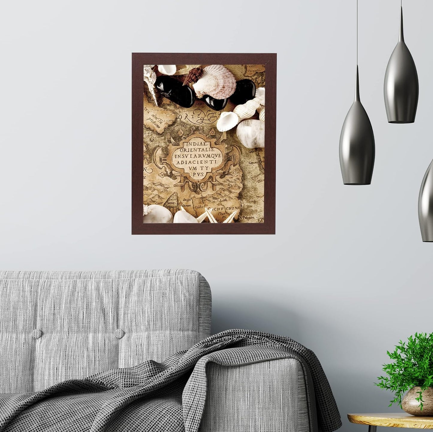 FrameWorks Mahogany Wooden Shadow Box Frame - 8.5' x 11' Display Case with Soft Felt Back, Tempered Glass, White Ball