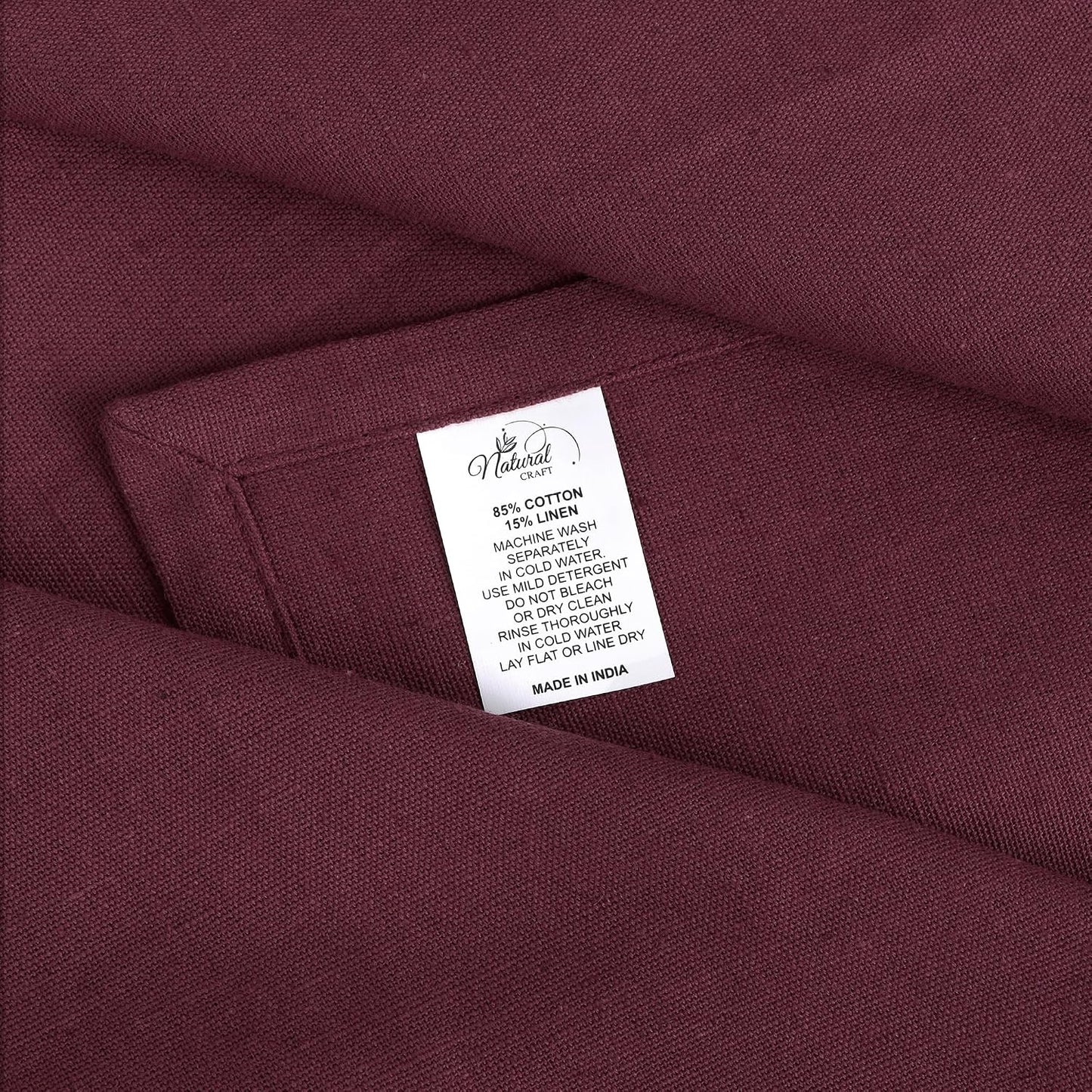 NATURALCRAFT Cloth Napkins Set of 12 Cotton Linen18x18 inch Wine | Washable Reusable Fabric Soft Durable Quality