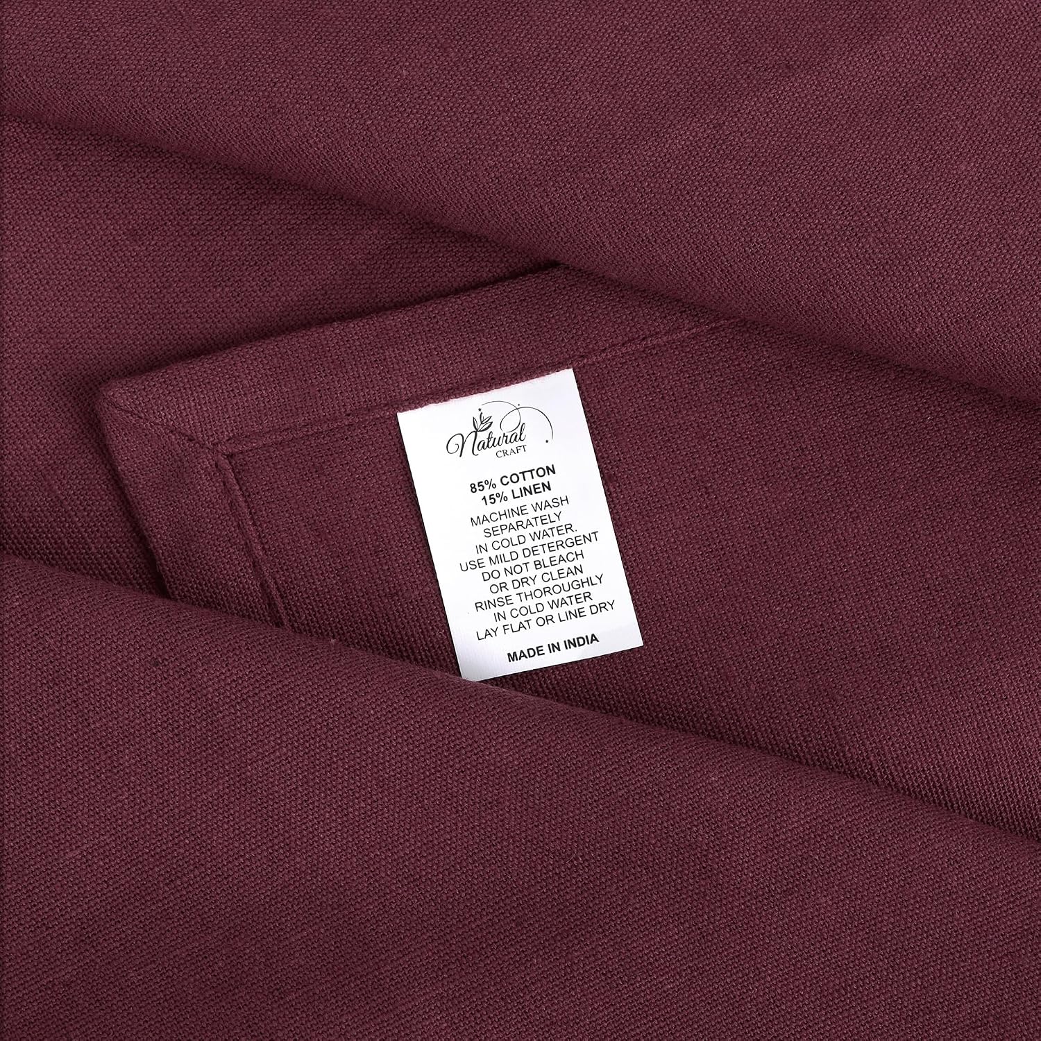 NATURALCRAFT Cloth Napkins Set of 12 Cotton Linen18x18 inch Wine | Washable Reusable Fabric Soft Durable Quality