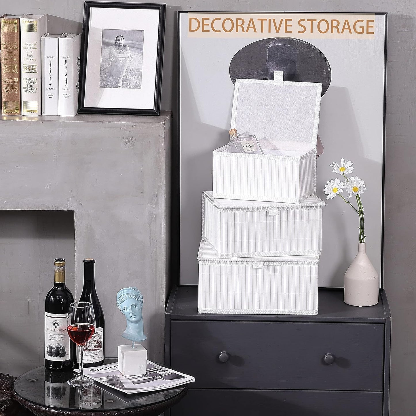 Woven Lined Storage Basket / Pure White / Set of 3