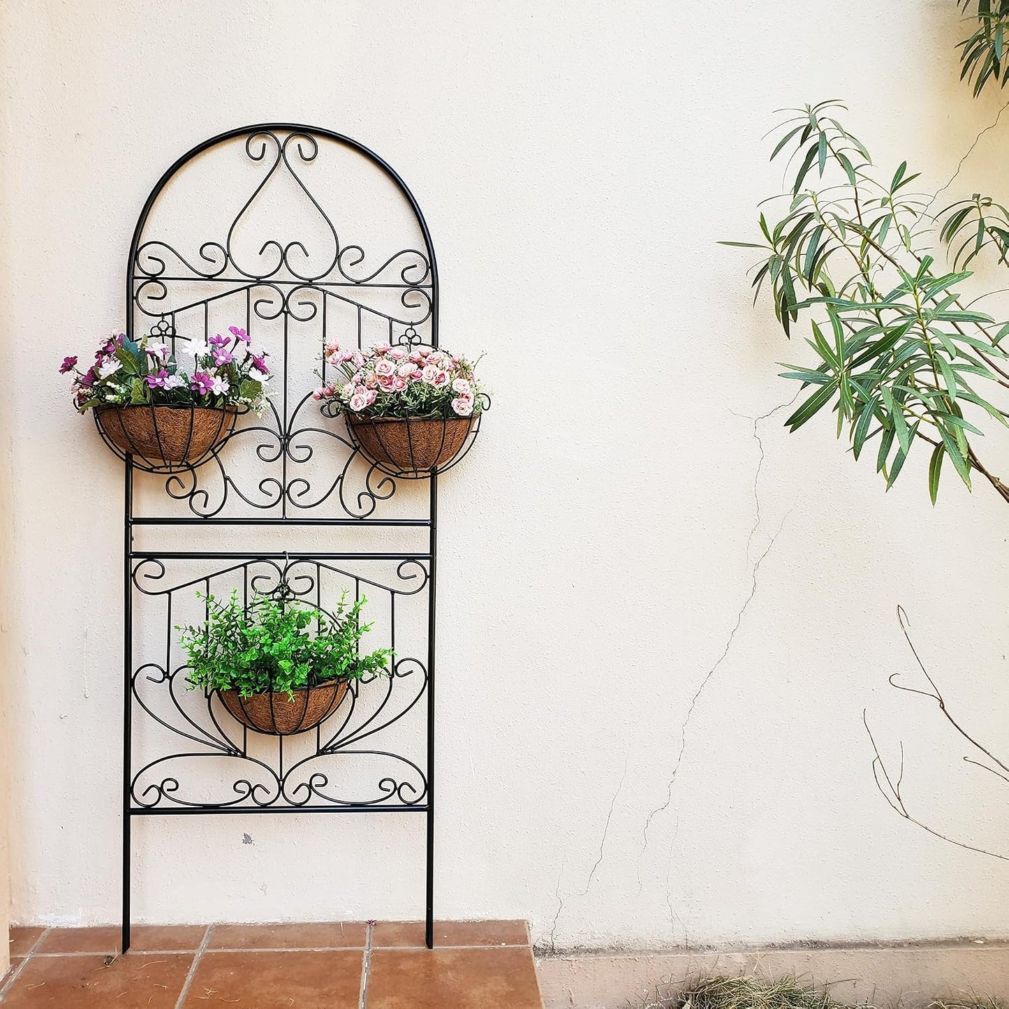 Trellis for Climbing Plants 59" H x 22" W Metal Unique Design Decorative Garden Structure Weather-Resistant Lattice